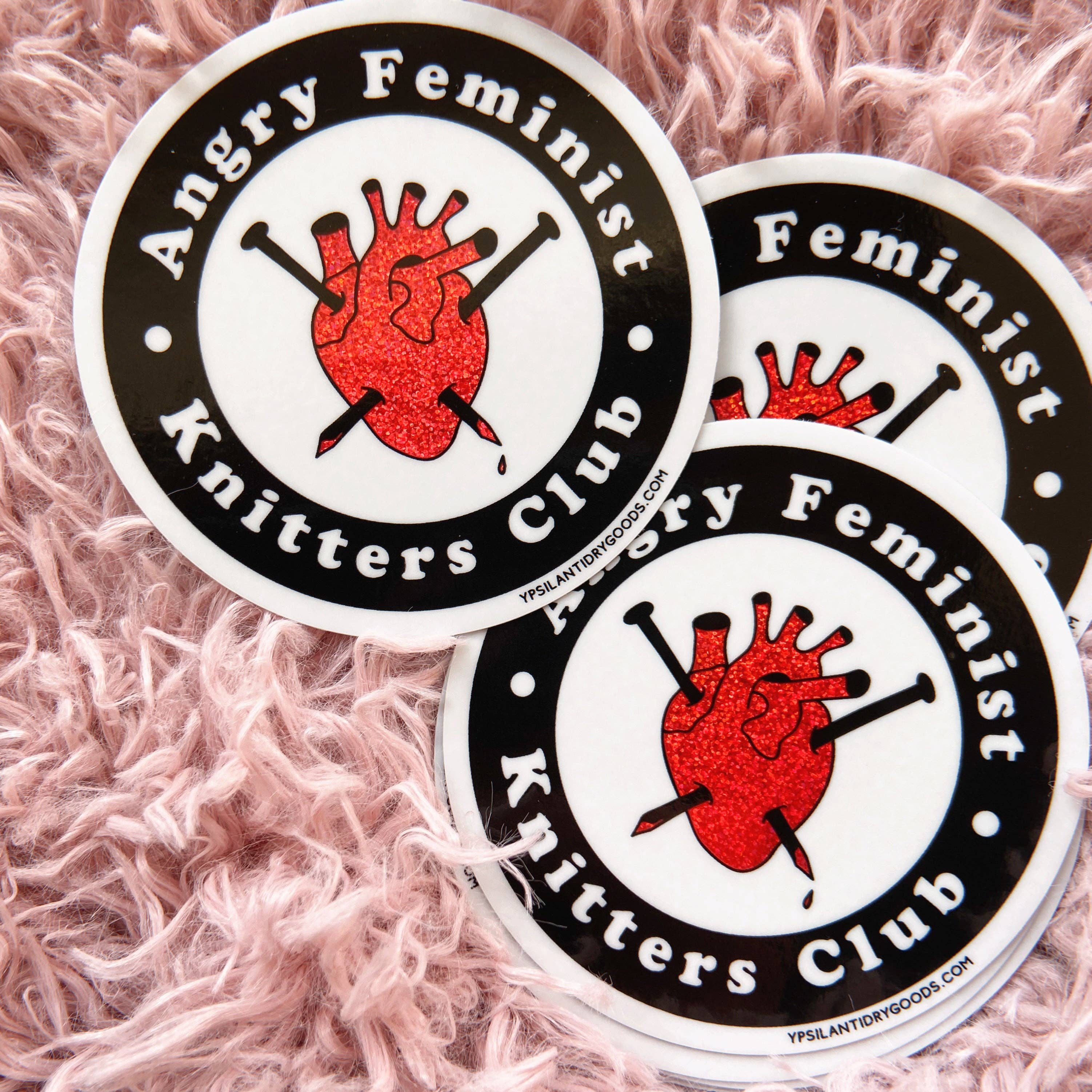 Angry Feminist Knitters Club Glitter Sticker - Image 2