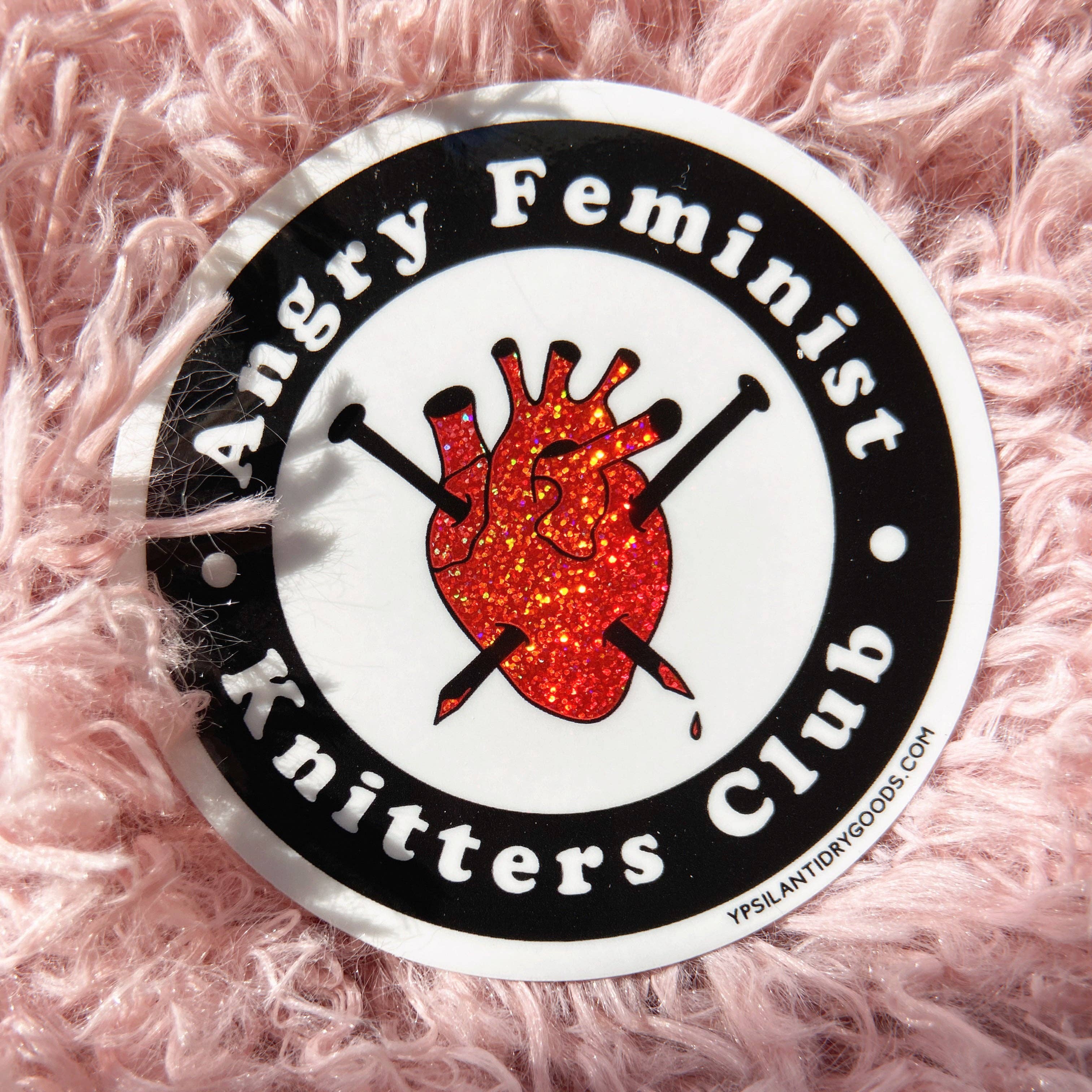 Angry Feminist Knitters Club Glitter Sticker - Image 3