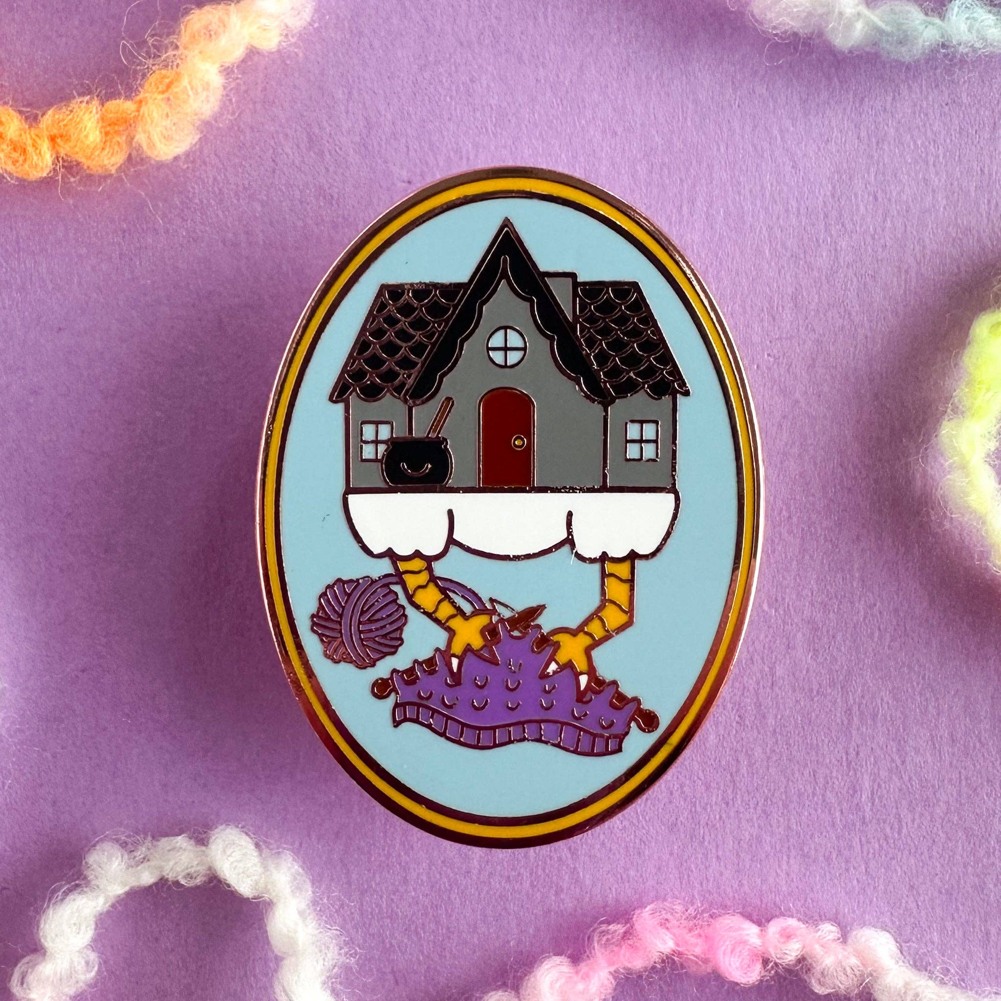 Baba Yaga Knitting Enamel Pin - Image 2