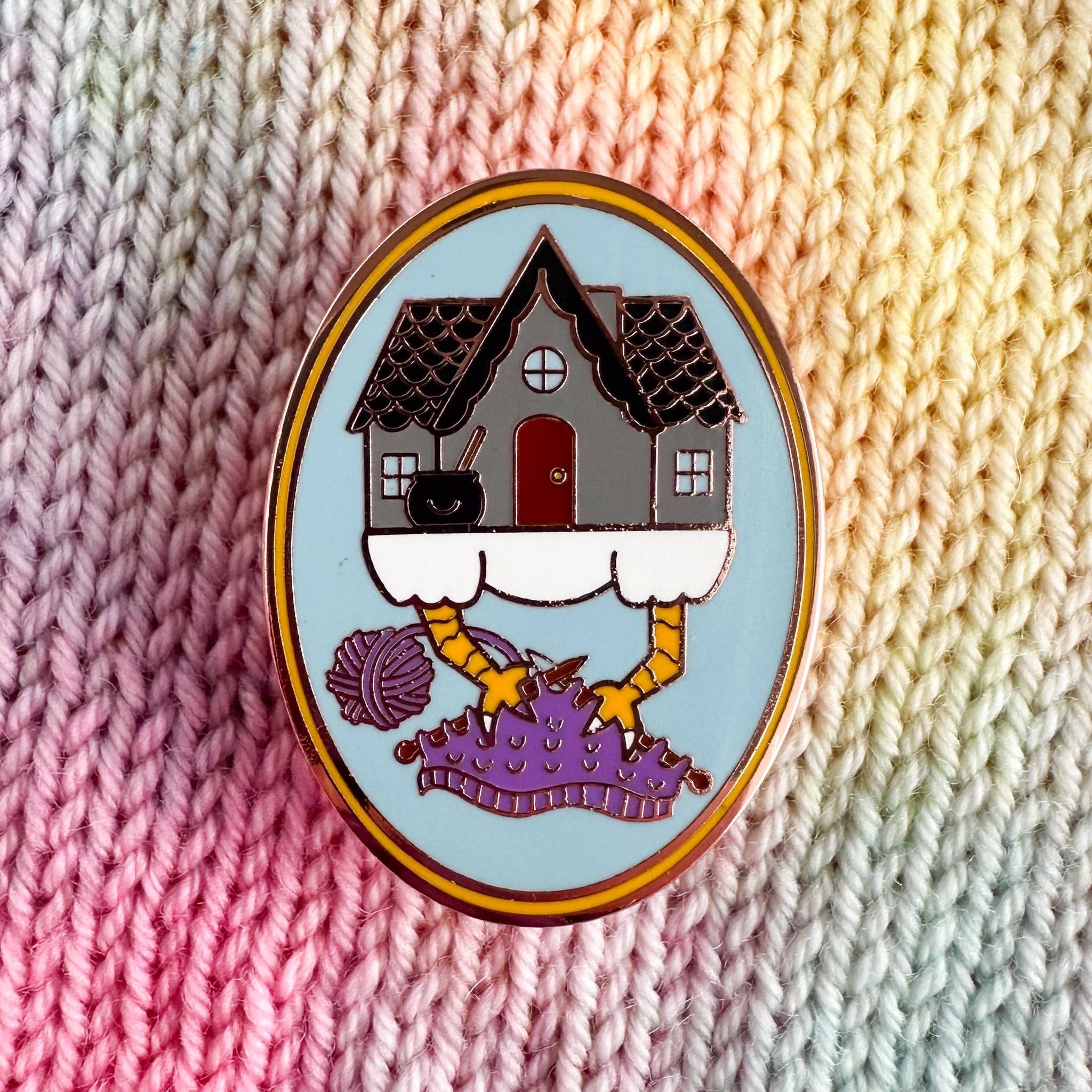 Baba Yaga Knitting Enamel Pin - Image 4