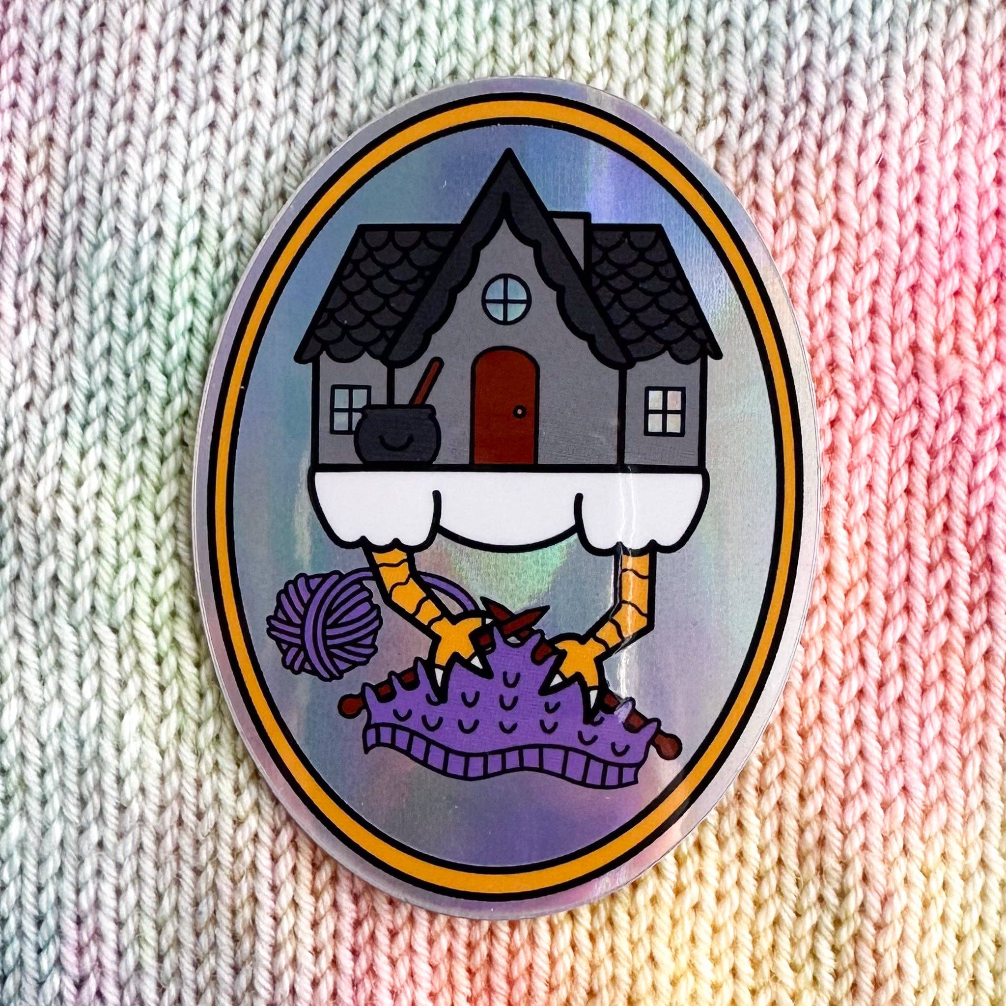 Baba Yaga Knitting Holographic Sticker - Image 2
