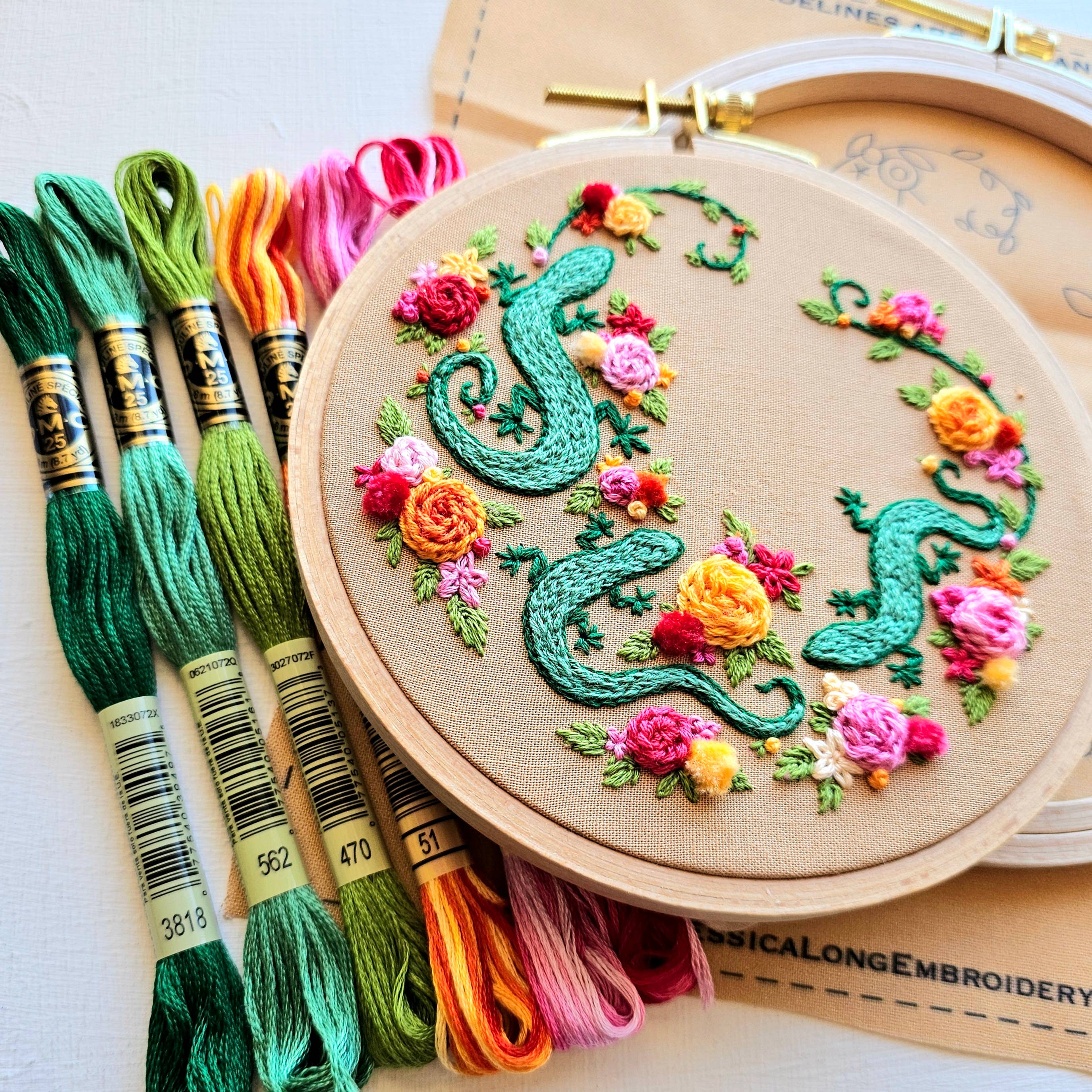 Jessica Long Backyard Geckos embroidery kit - Image 5