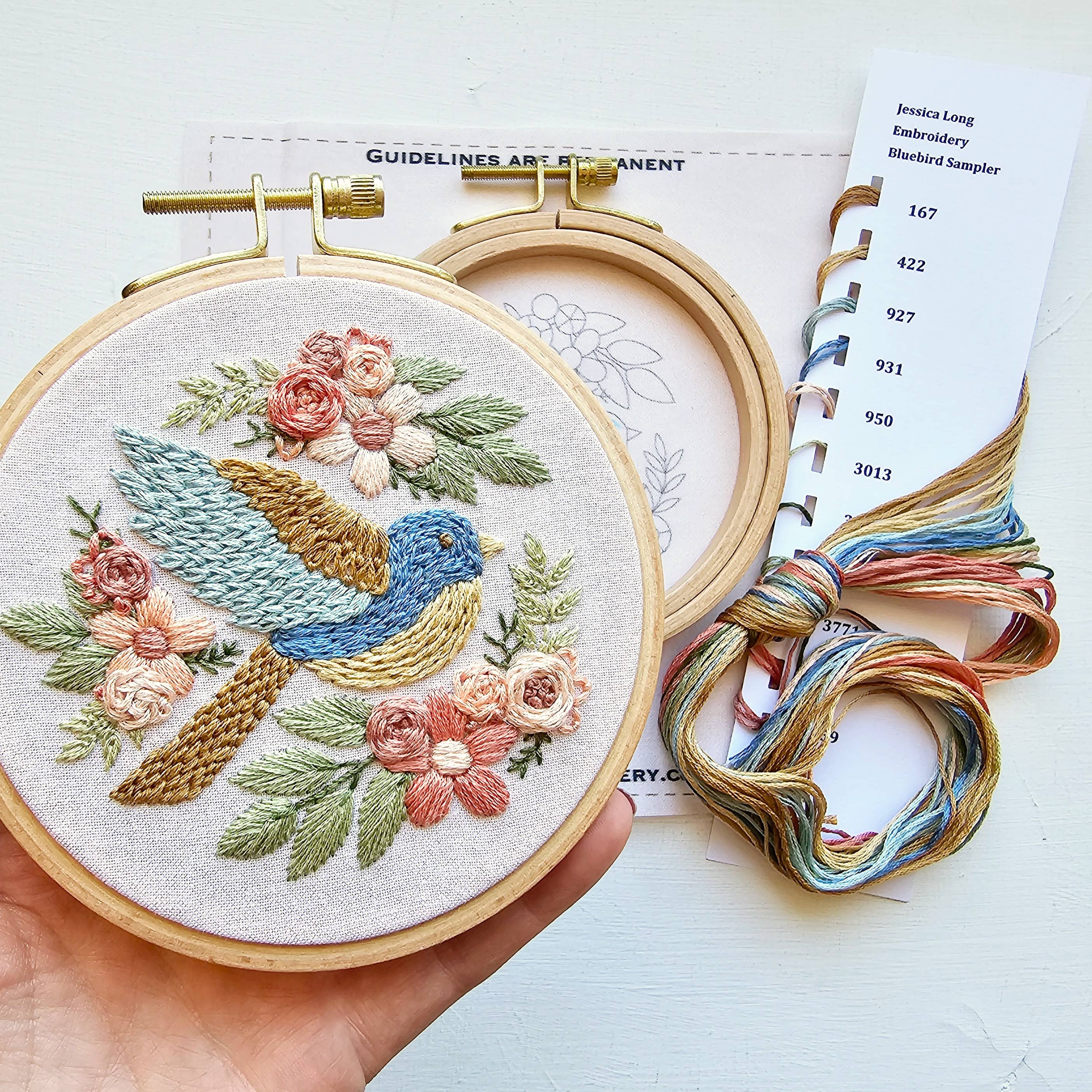 Jessica Long Bluebird Sampler beginner embroidery kit - Image 2