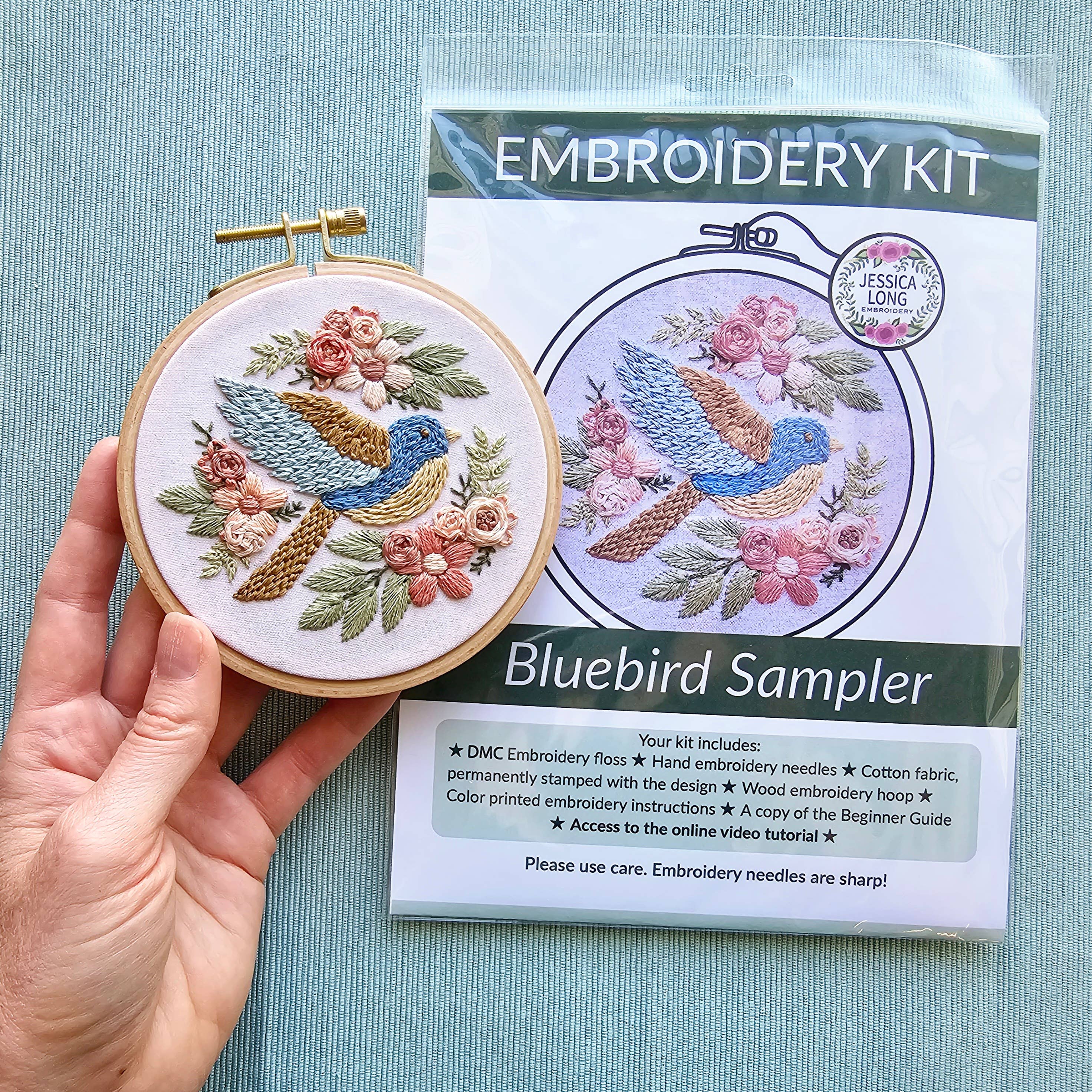 Jessica Long Bluebird Sampler beginner embroidery kit - Image 3