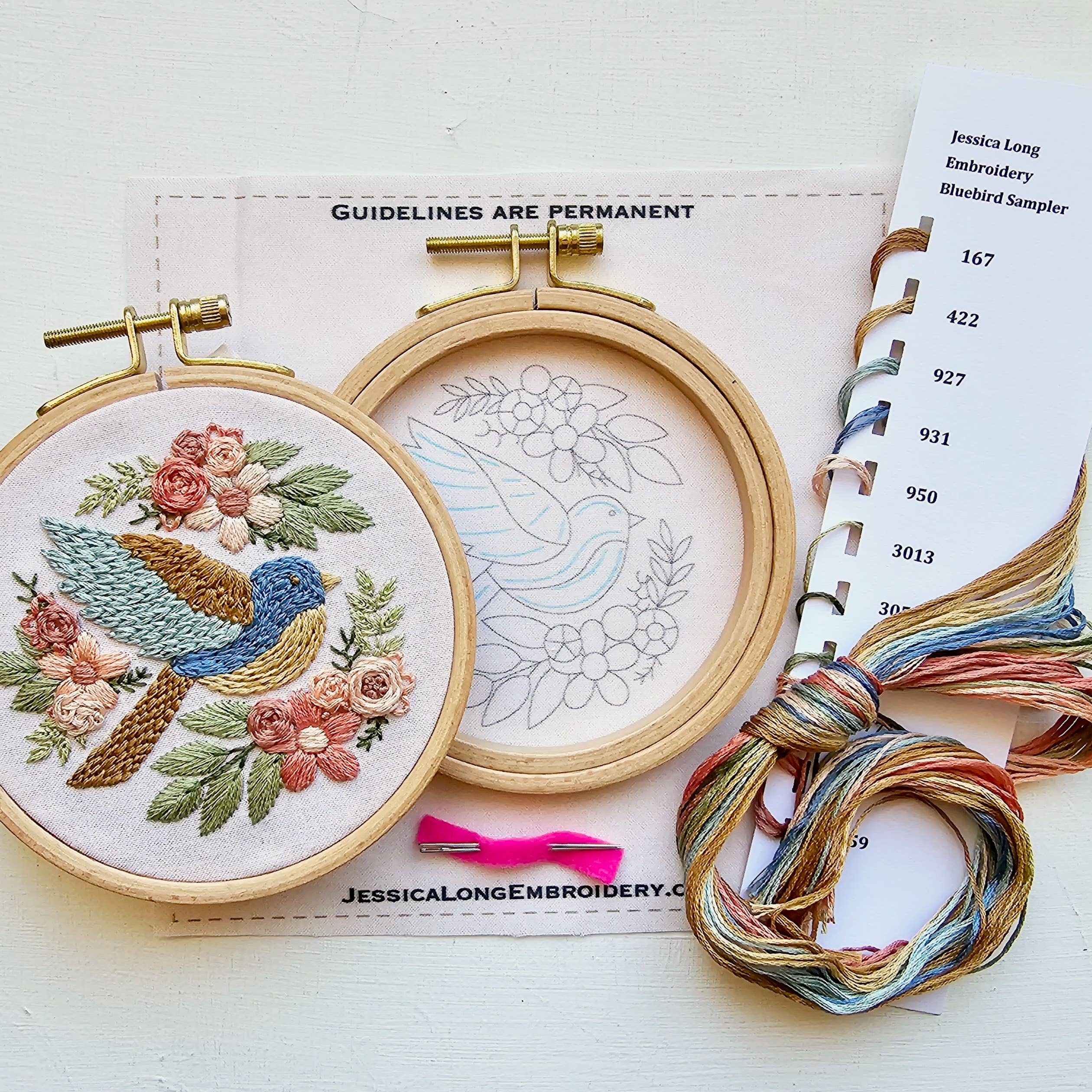 Jessica Long Bluebird Sampler beginner embroidery kit - Image 5