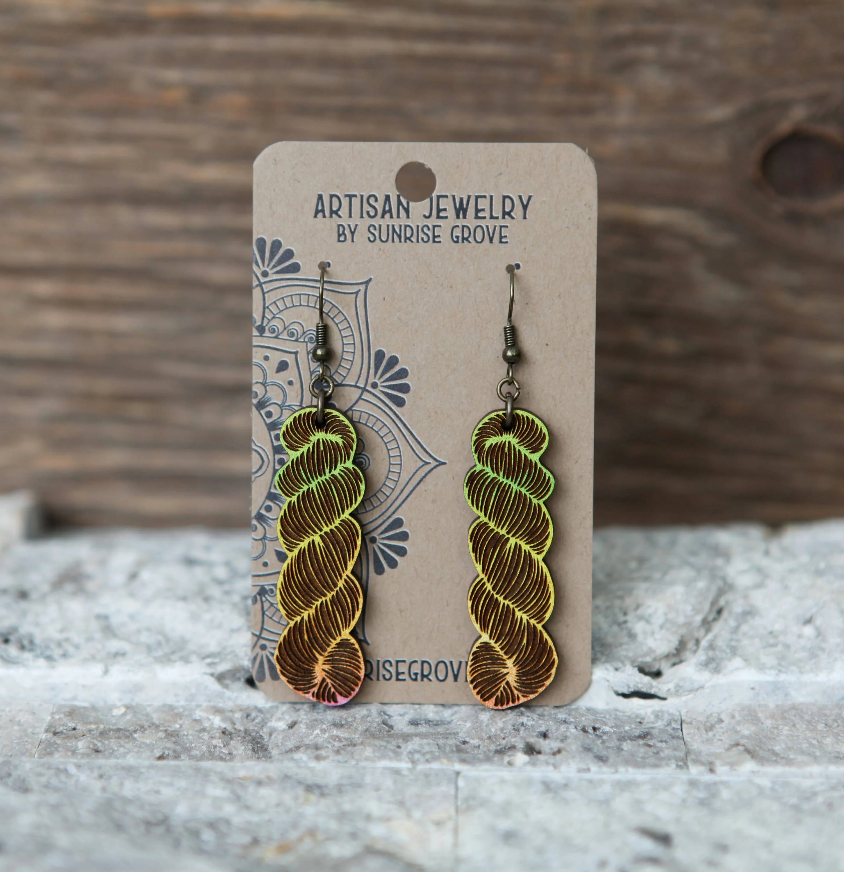 Color Mix or Wood Yarn Hank Earrings for Crafters: Blues - Image 7
