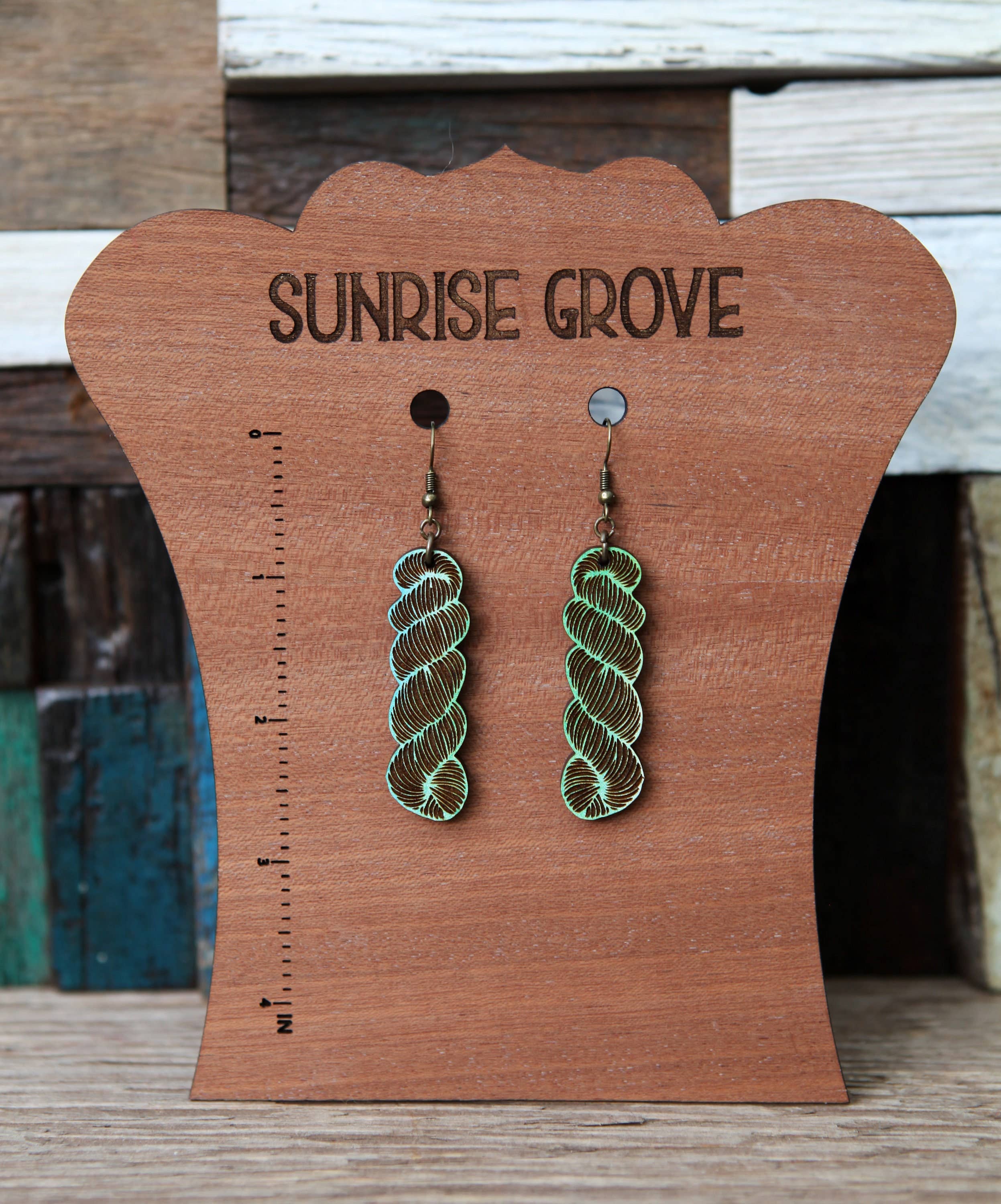 Color Mix or Wood Yarn Hank Earrings for Crafters: Blues - Image 9