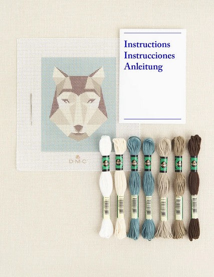 Geo Wolf Needlepoint Kit - DMC - Image 2
