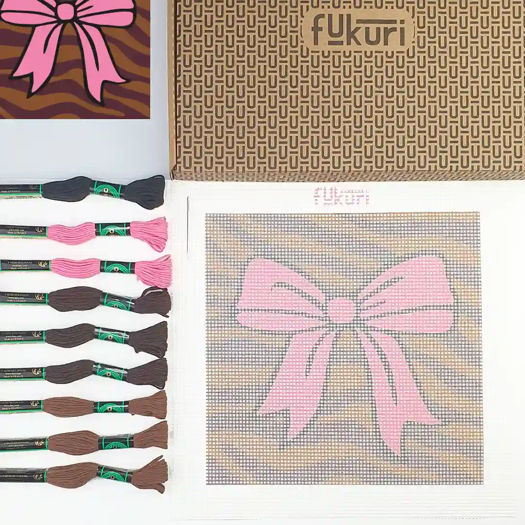 Fukuri Needlepoint kit - Pink Bow - Image 5