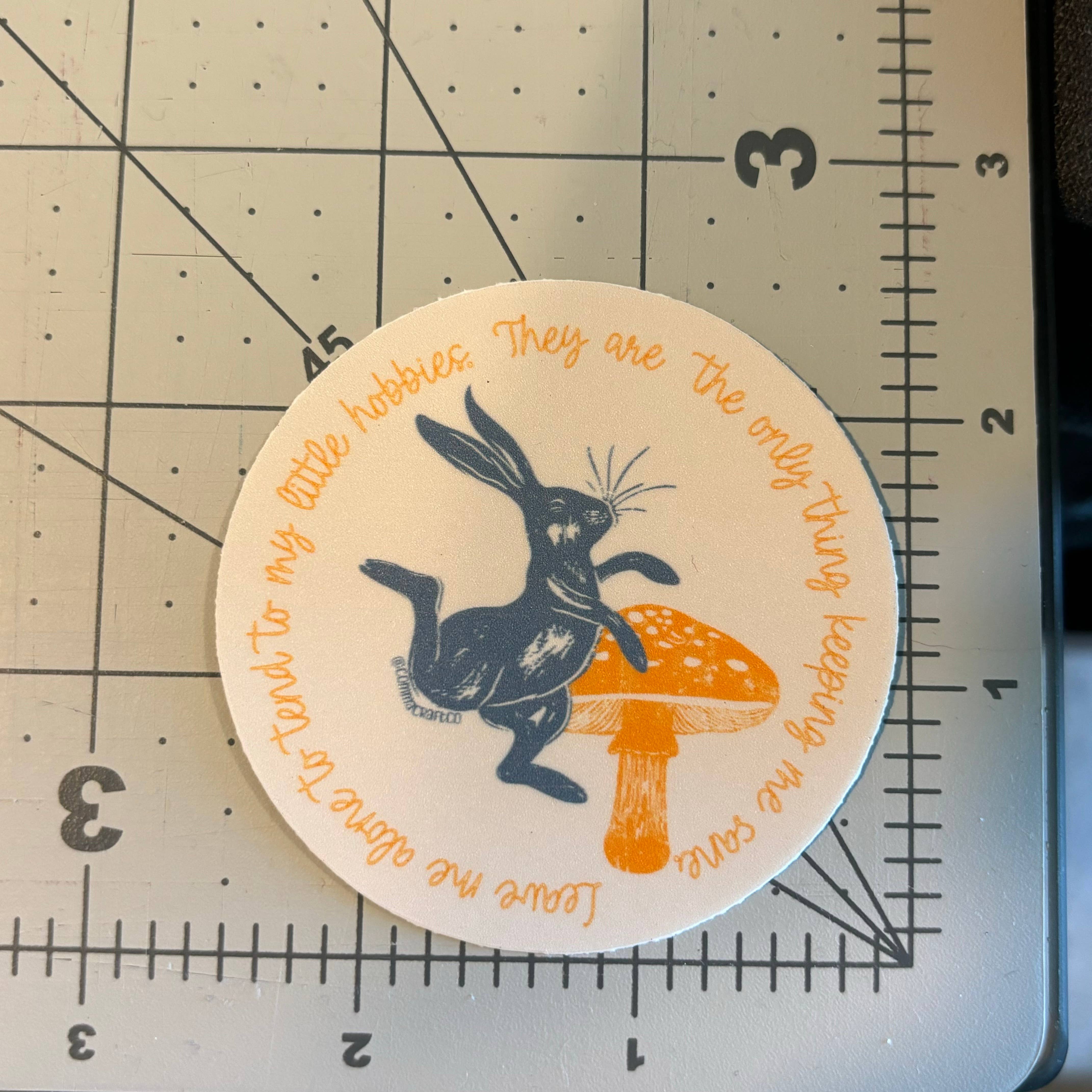 Hobbies Bunny Mushroom Vinyl Sticker - Image 2