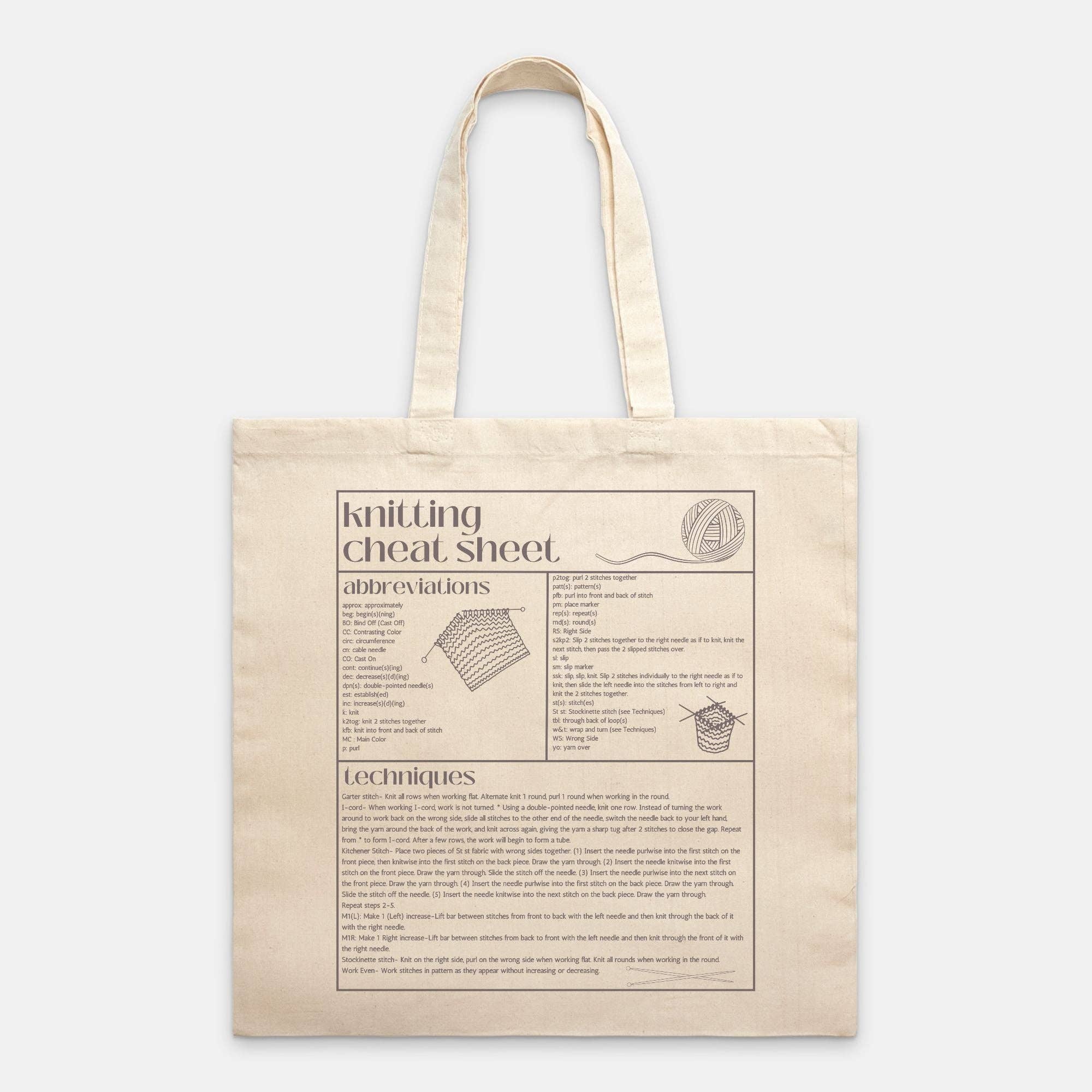 Knitting Cheat Sheet Tote (Project Bag) - Image 2