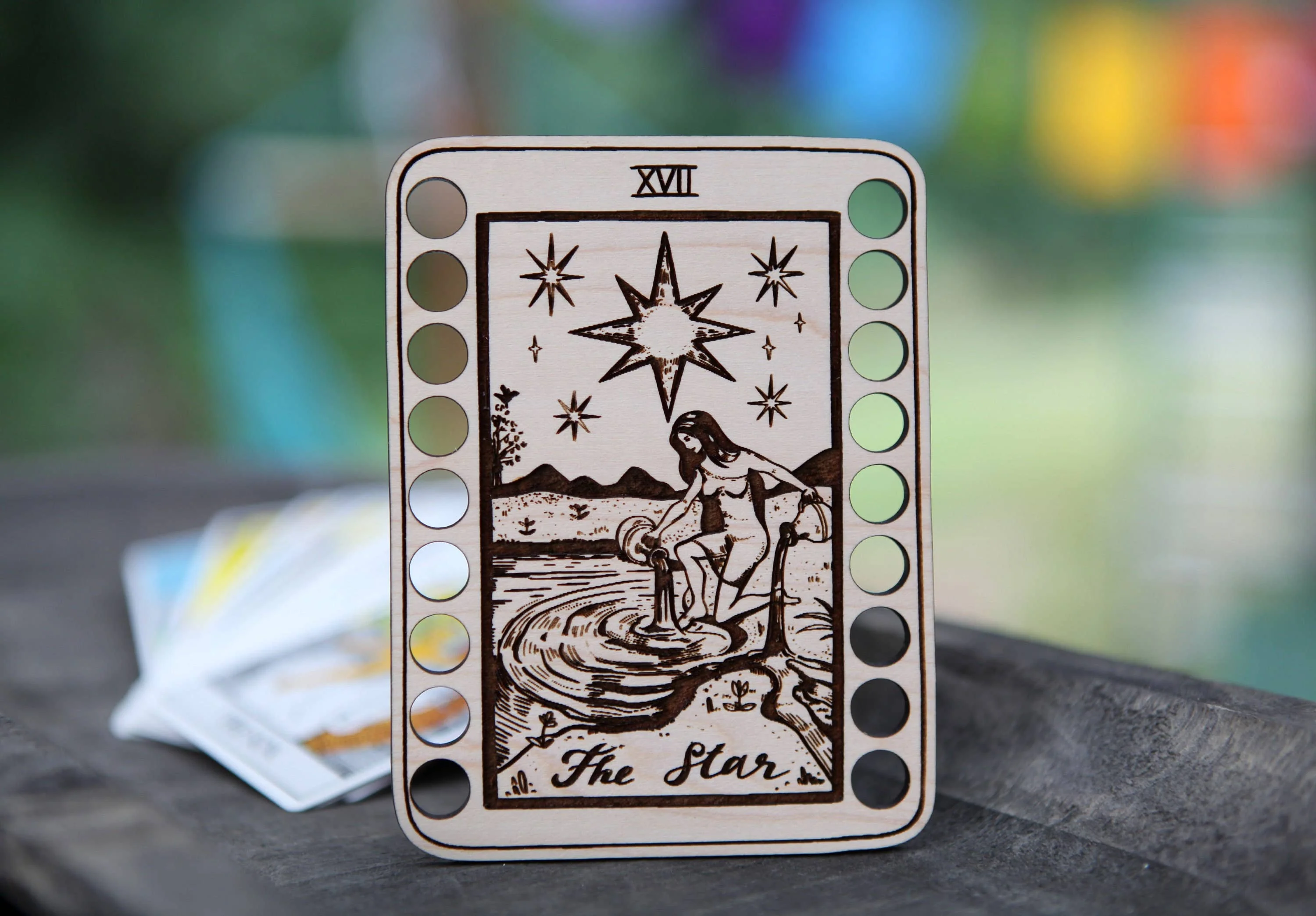 Maple Wood Tarot Card Embroidery Floss Holders: The Star - Image 10