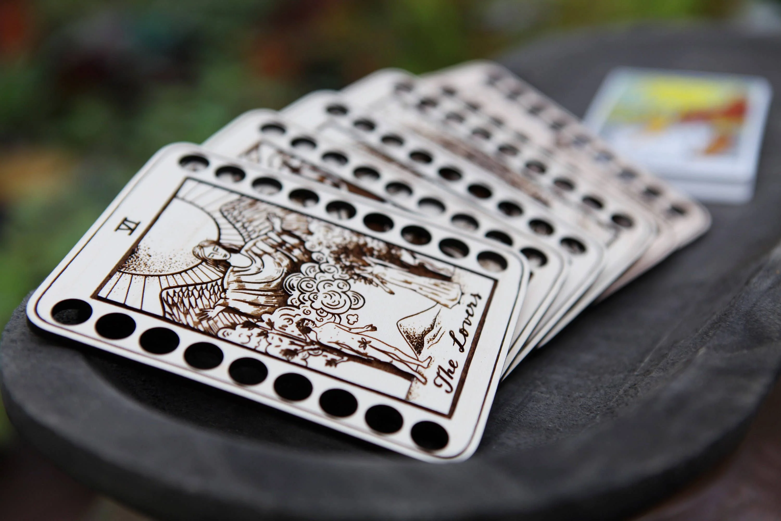 Maple Wood Tarot Card Embroidery Floss Holders: The Star - Image 2
