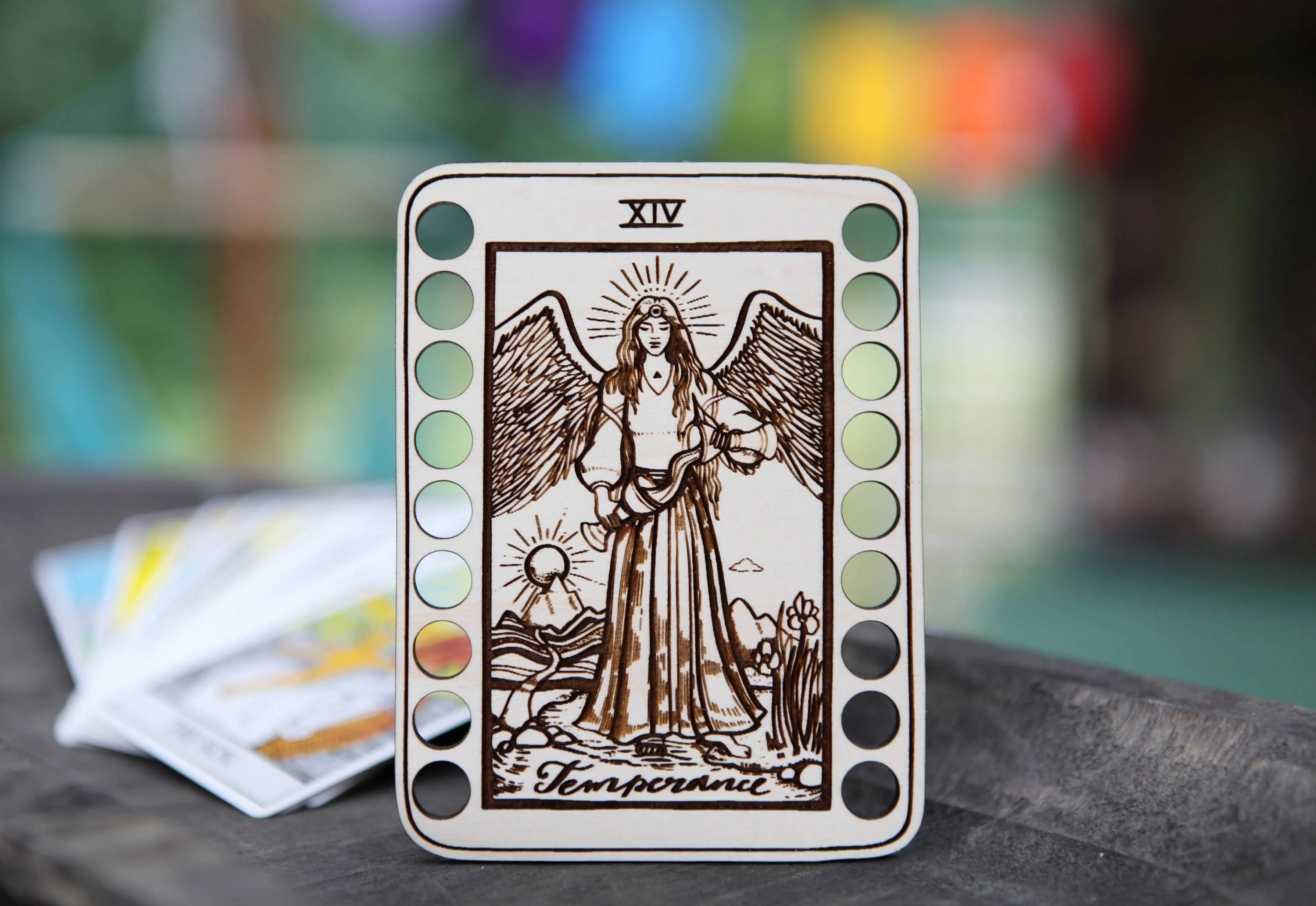 Maple Wood Tarot Card Embroidery Floss Holders: The Star - Image 3