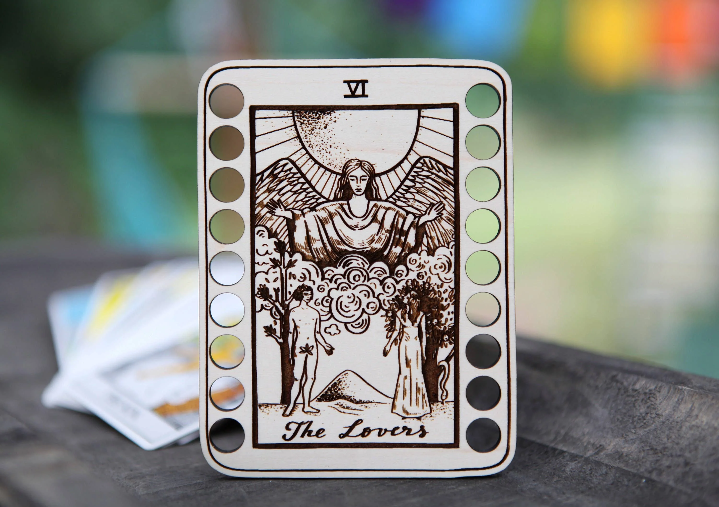 Maple Wood Tarot Card Embroidery Floss Holders: The Star - Image 4