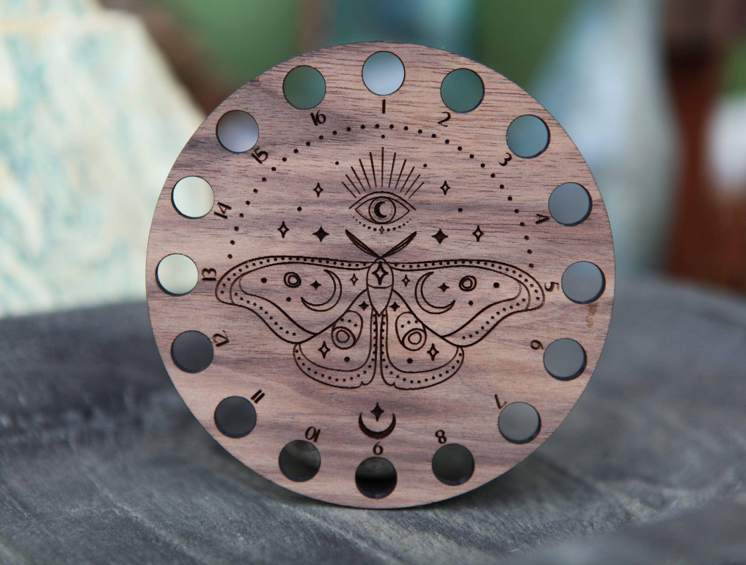 Mystical Moth Embroidery Floss Storage - Walnut Wood - Image 4