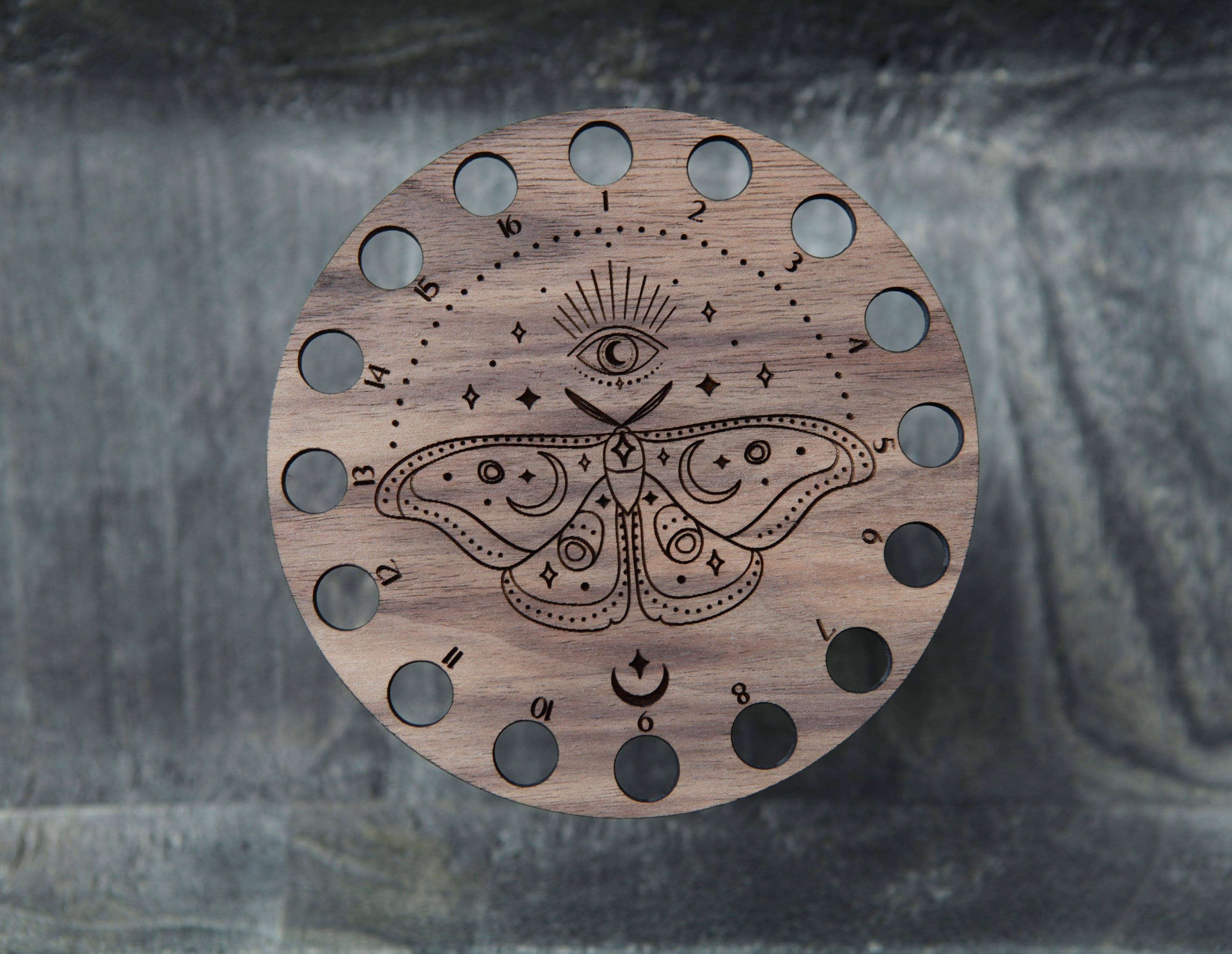 Mystical Moth Embroidery Floss Storage - Walnut Wood - Image 7