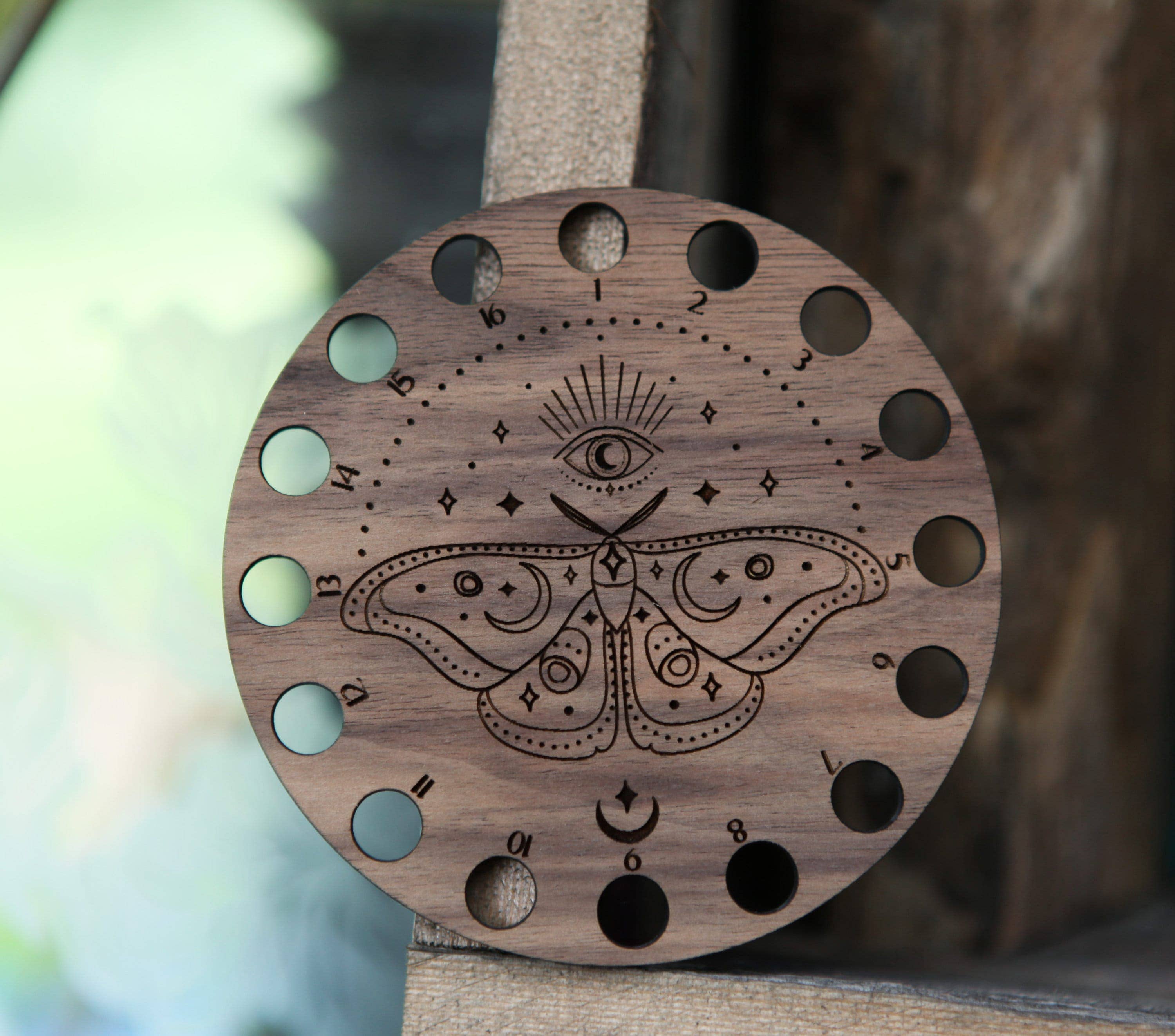 Mystical Moth Embroidery Floss Storage - Walnut Wood - Image 9
