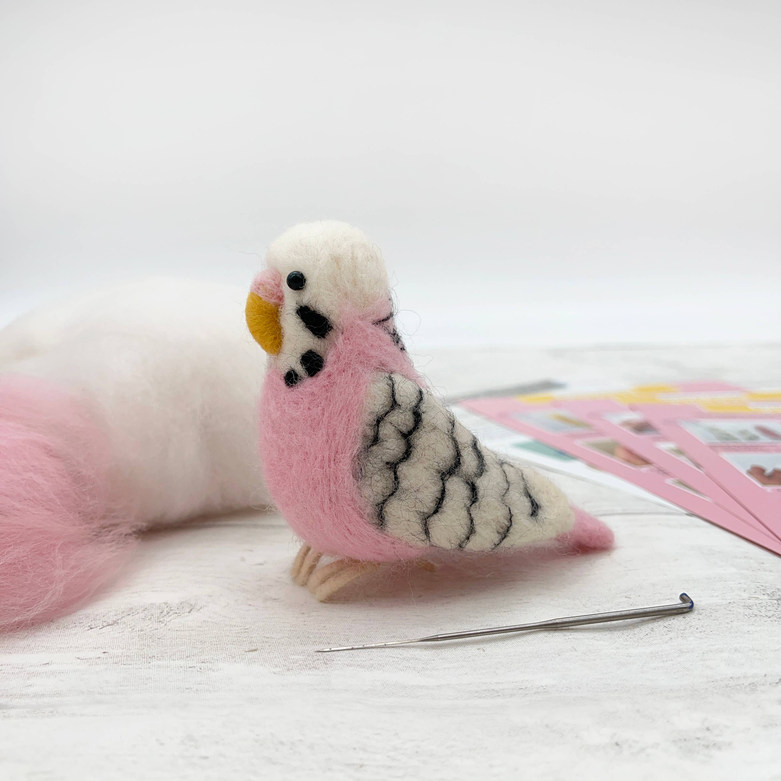 Needle Felting Kit Budgie. Make A Pink Budgerigar From Wool. - Image 11