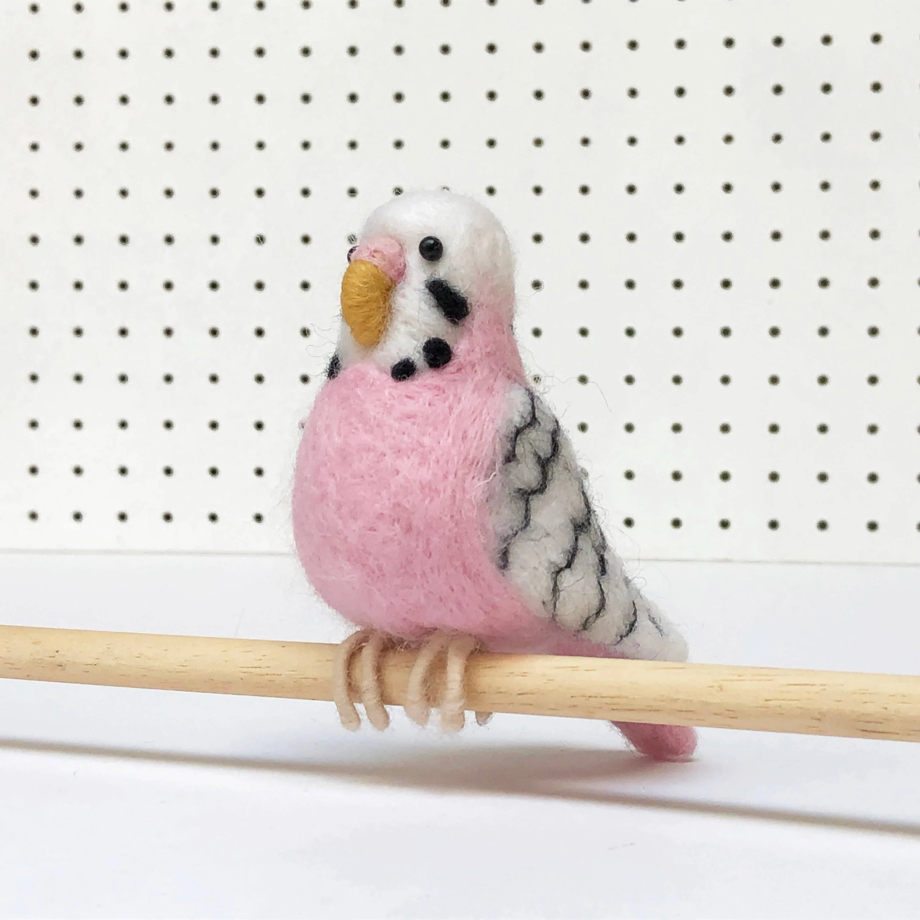Needle Felting Kit Budgie. Make A Pink Budgerigar From Wool. - Image 2