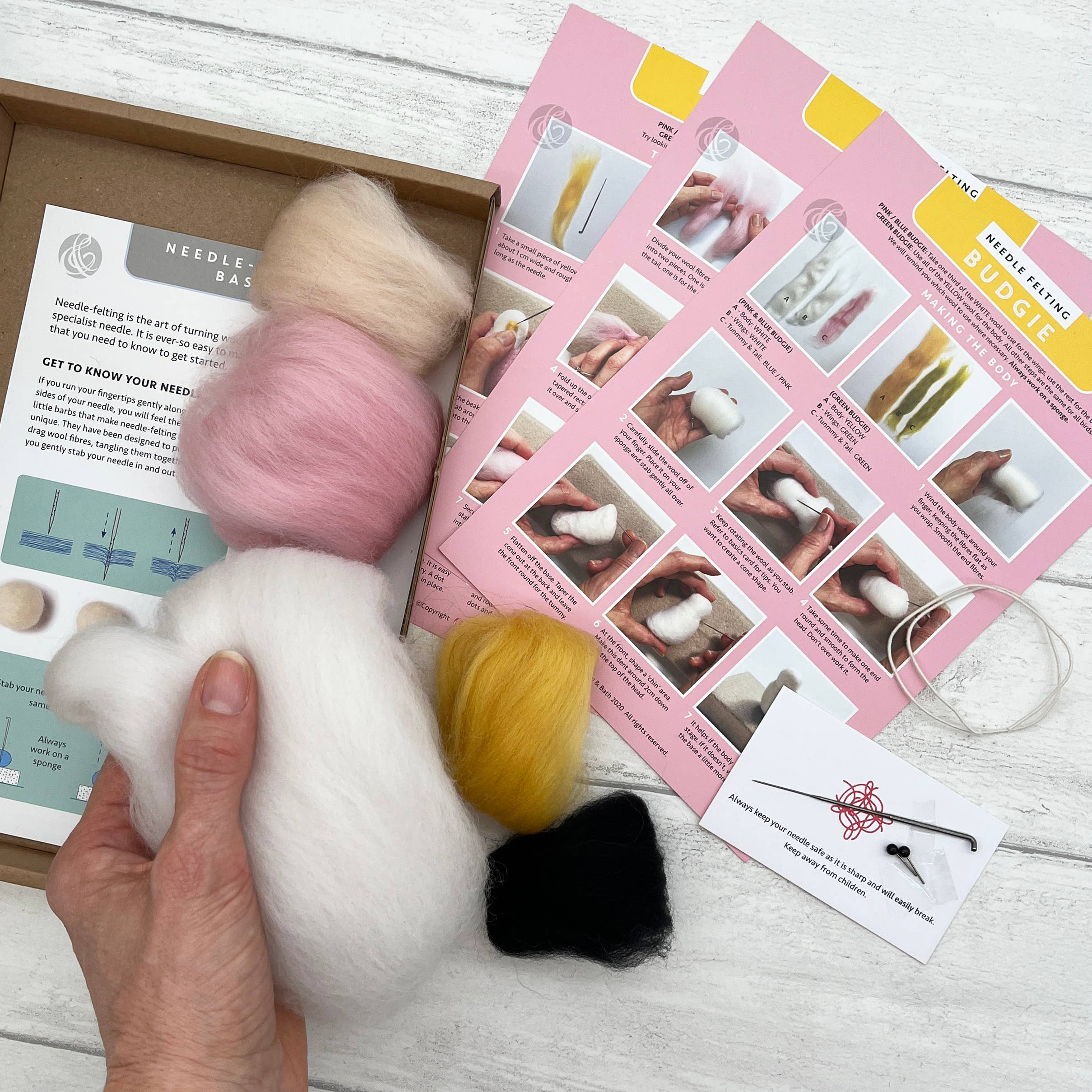 Needle Felting Kit Budgie. Make A Pink Budgerigar From Wool. - Image 3