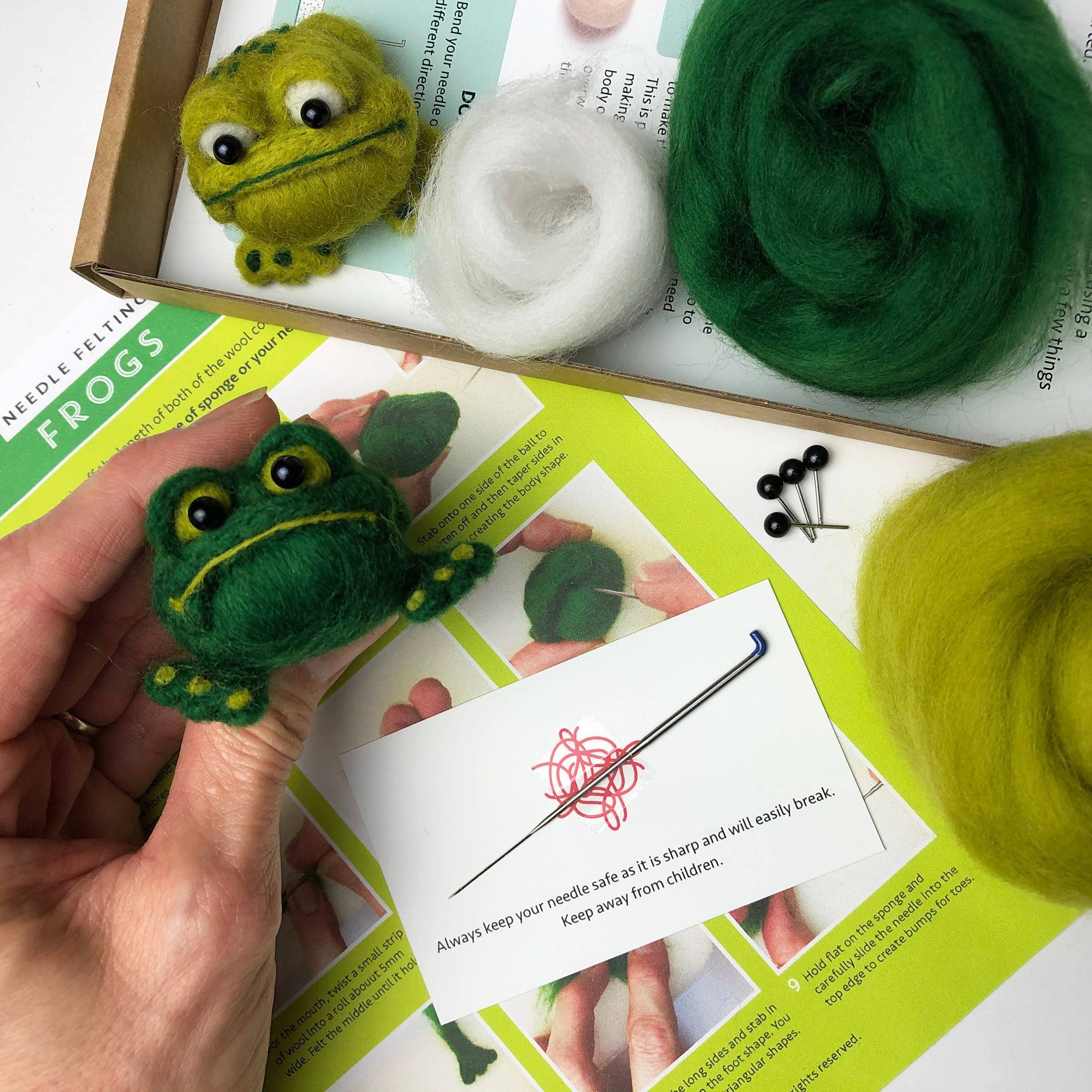 Needle Felting Kit - Frogs - Learn to make two funny frogs - Image 2