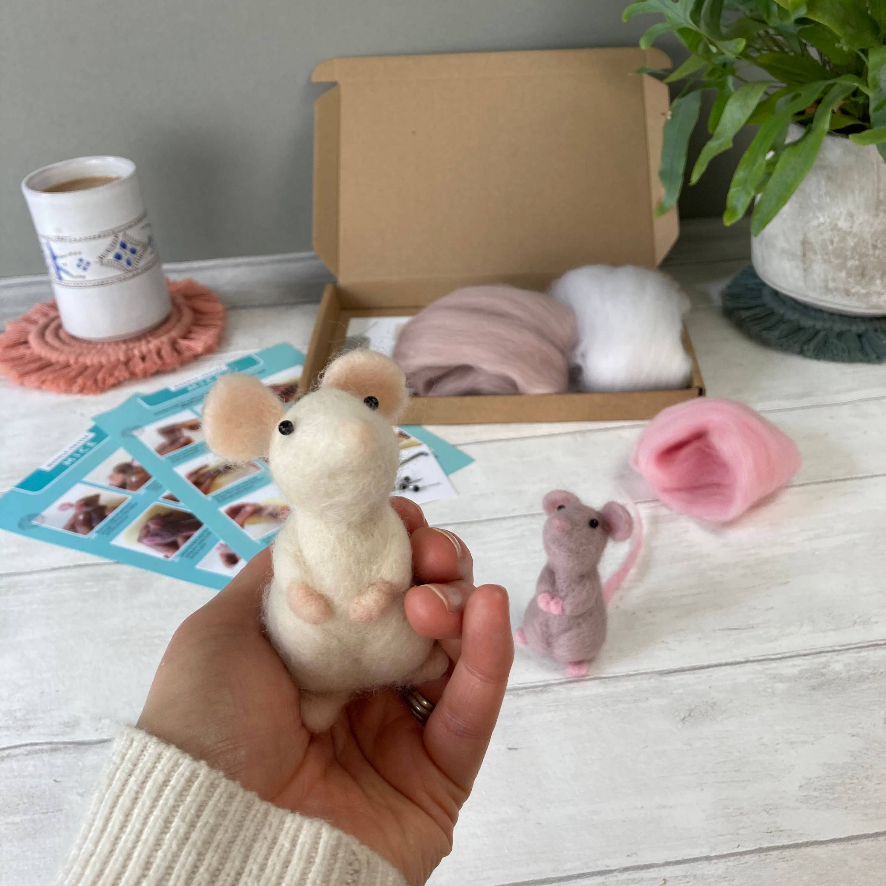 Needle Felting Kit - Mouse - Learn To Make TWO Cute Mice - Image 3