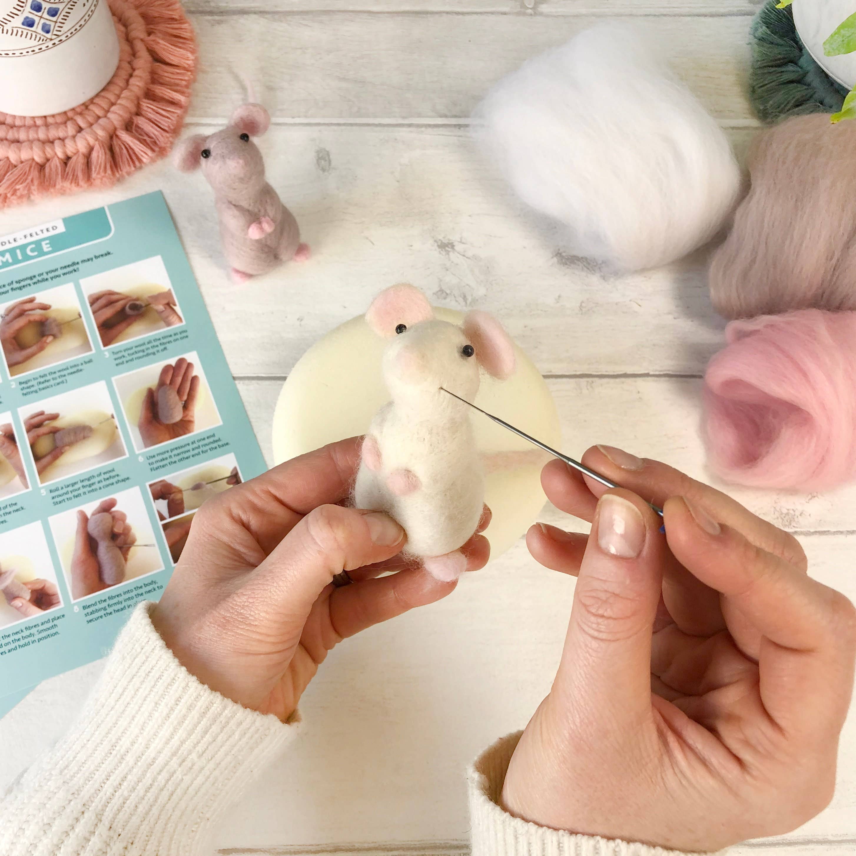 Needle Felting Kit - Mouse - Learn To Make TWO Cute Mice - Image 5