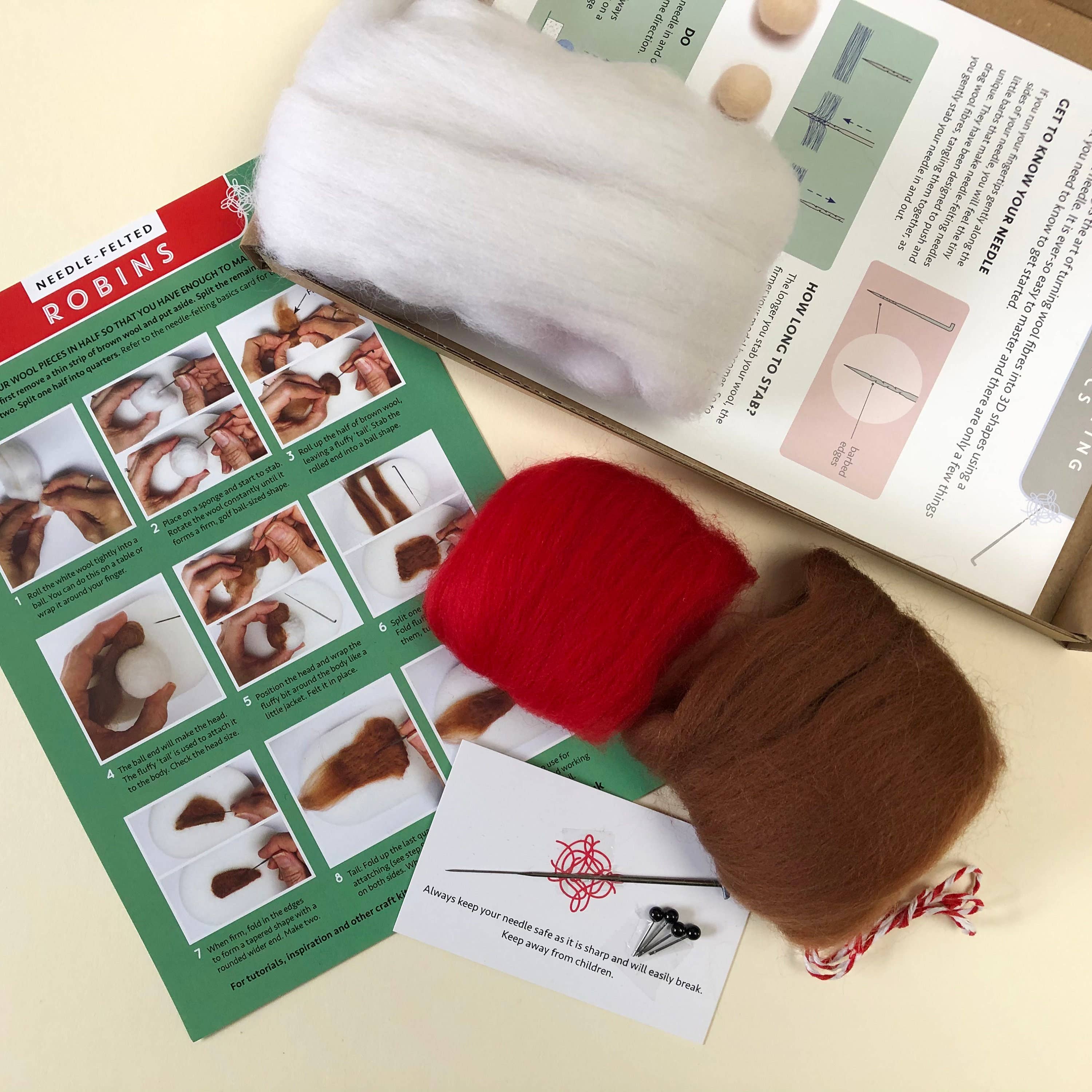 Needle Felting Kit - Robins. Christmas craft kit for adults. - Image 9