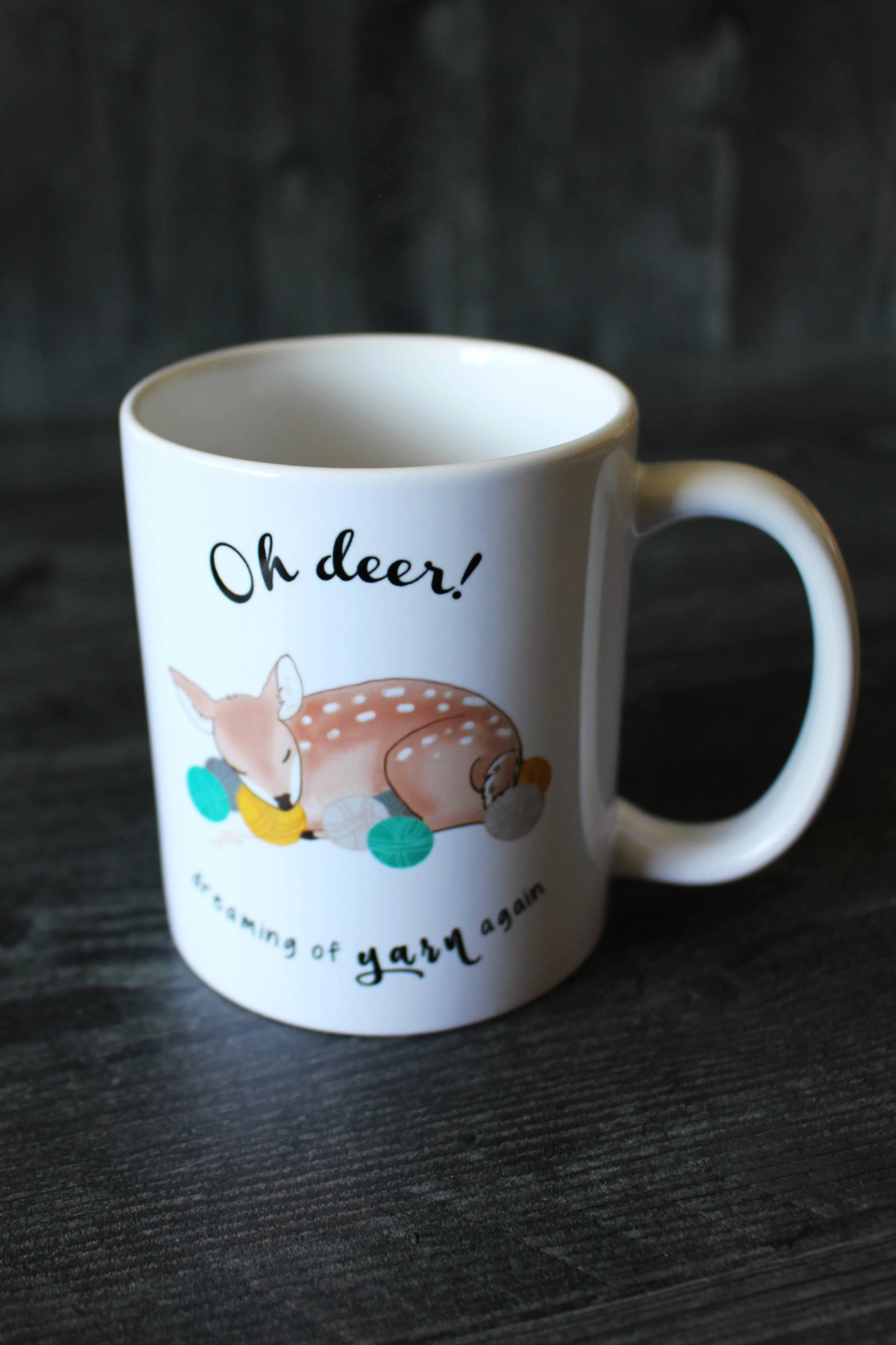 "Oh Deer, Dreaming of yarn again" Mug - Image 2