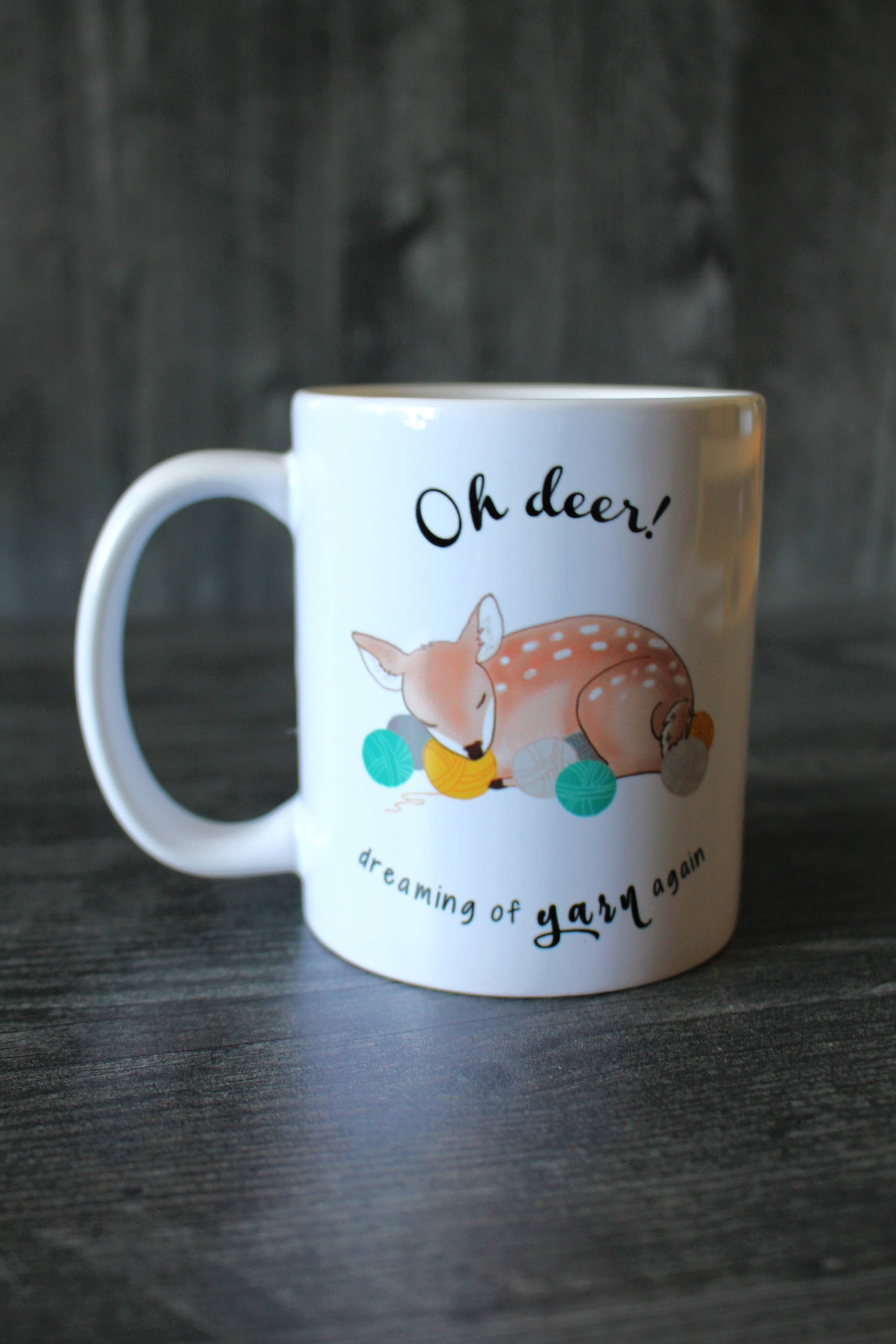 "Oh Deer, Dreaming of yarn again" Mug - Image 3