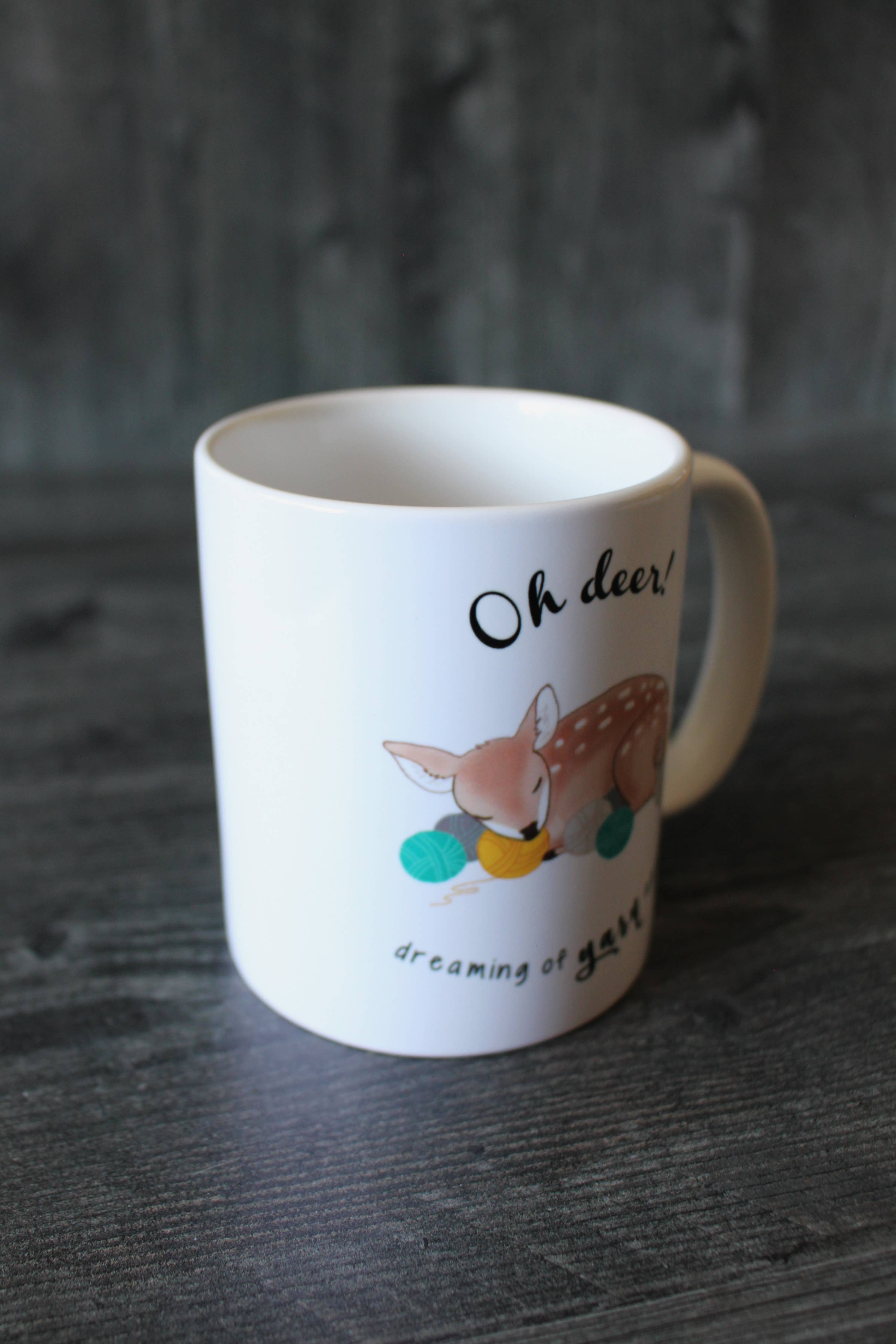 "Oh Deer, Dreaming of yarn again" Mug - Image 6