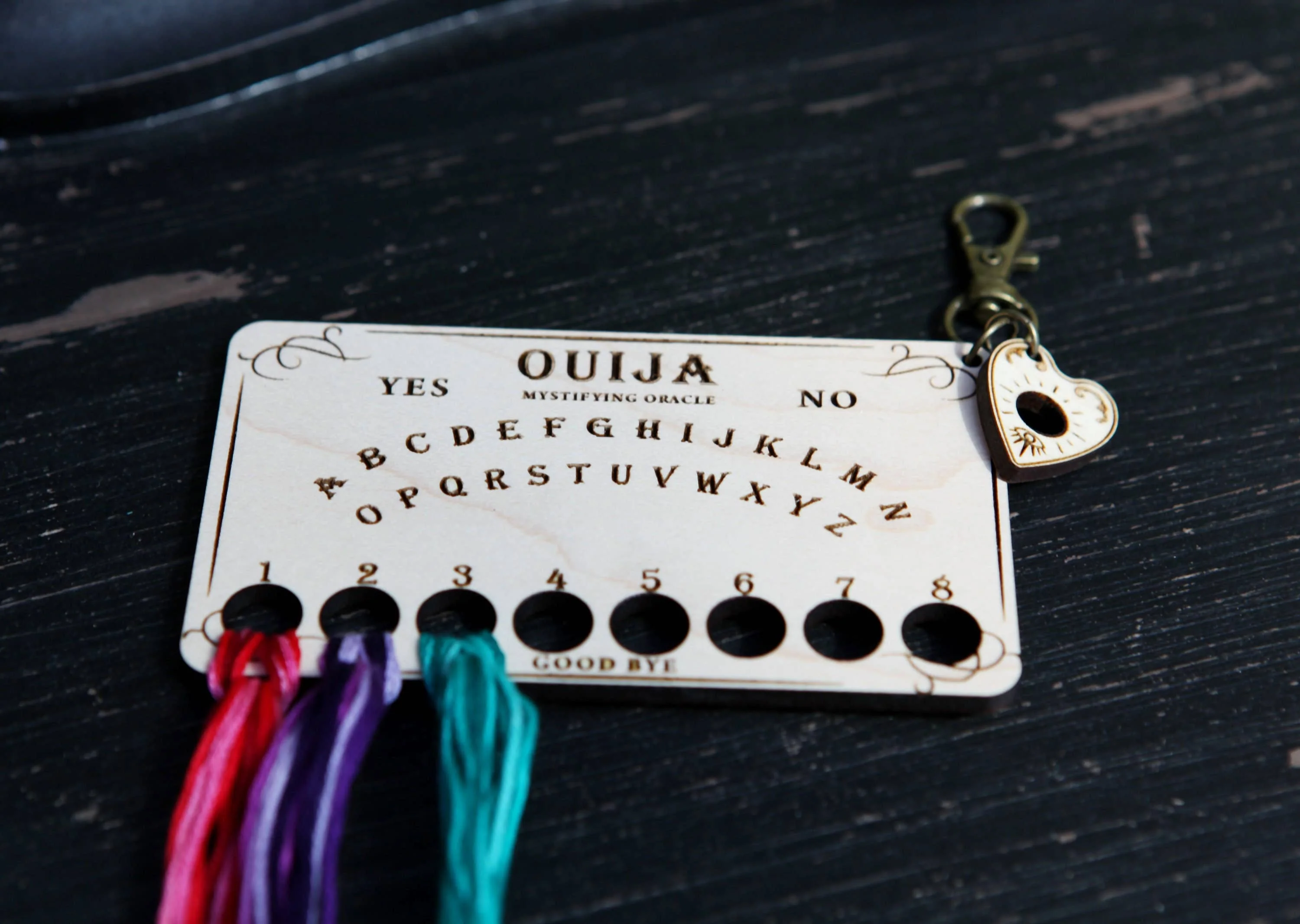Ouija Board Maple Wood Embroidery Floss Storage Holder - Image 3