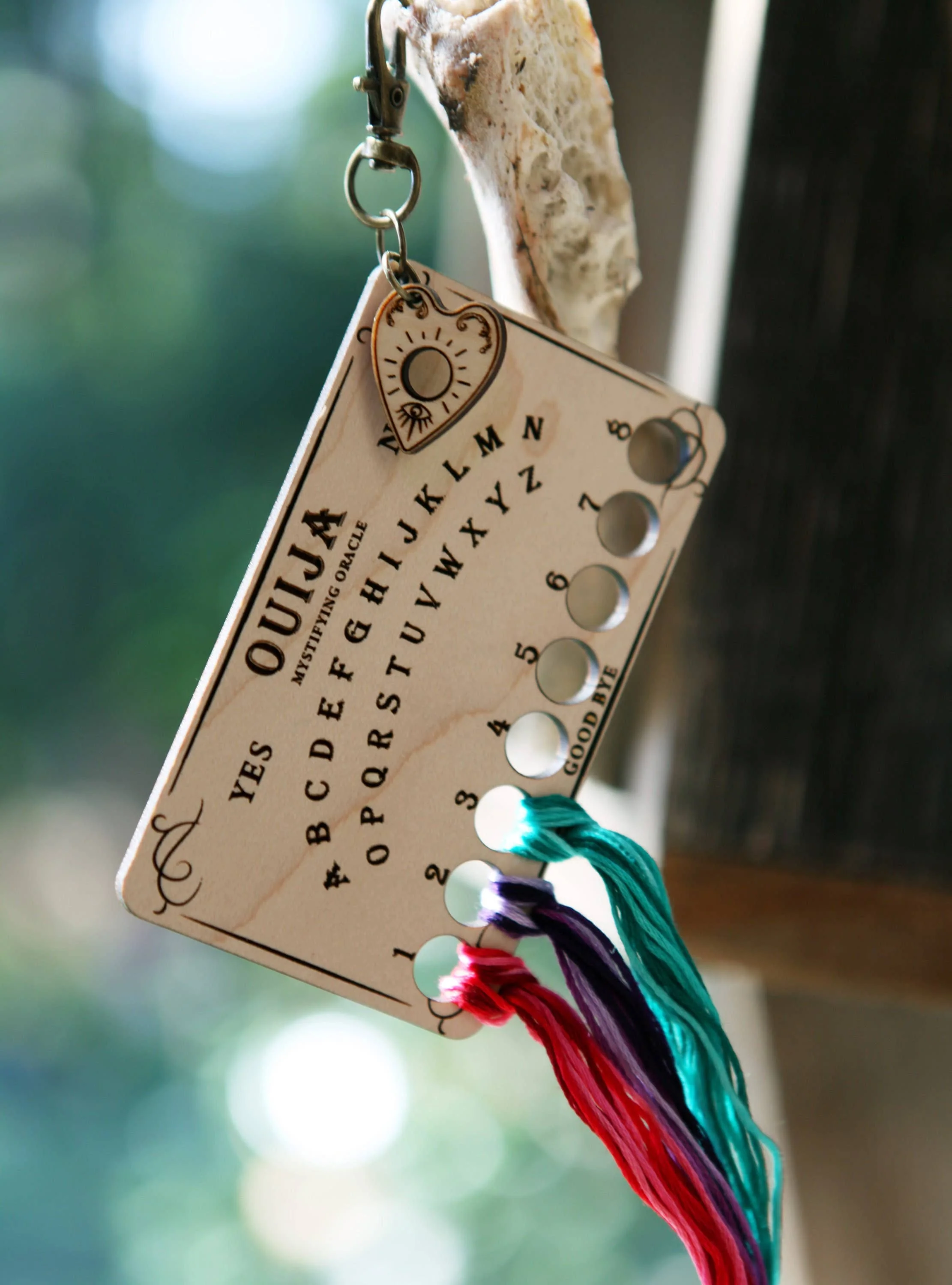 Ouija Board Maple Wood Embroidery Floss Storage Holder - Image 4
