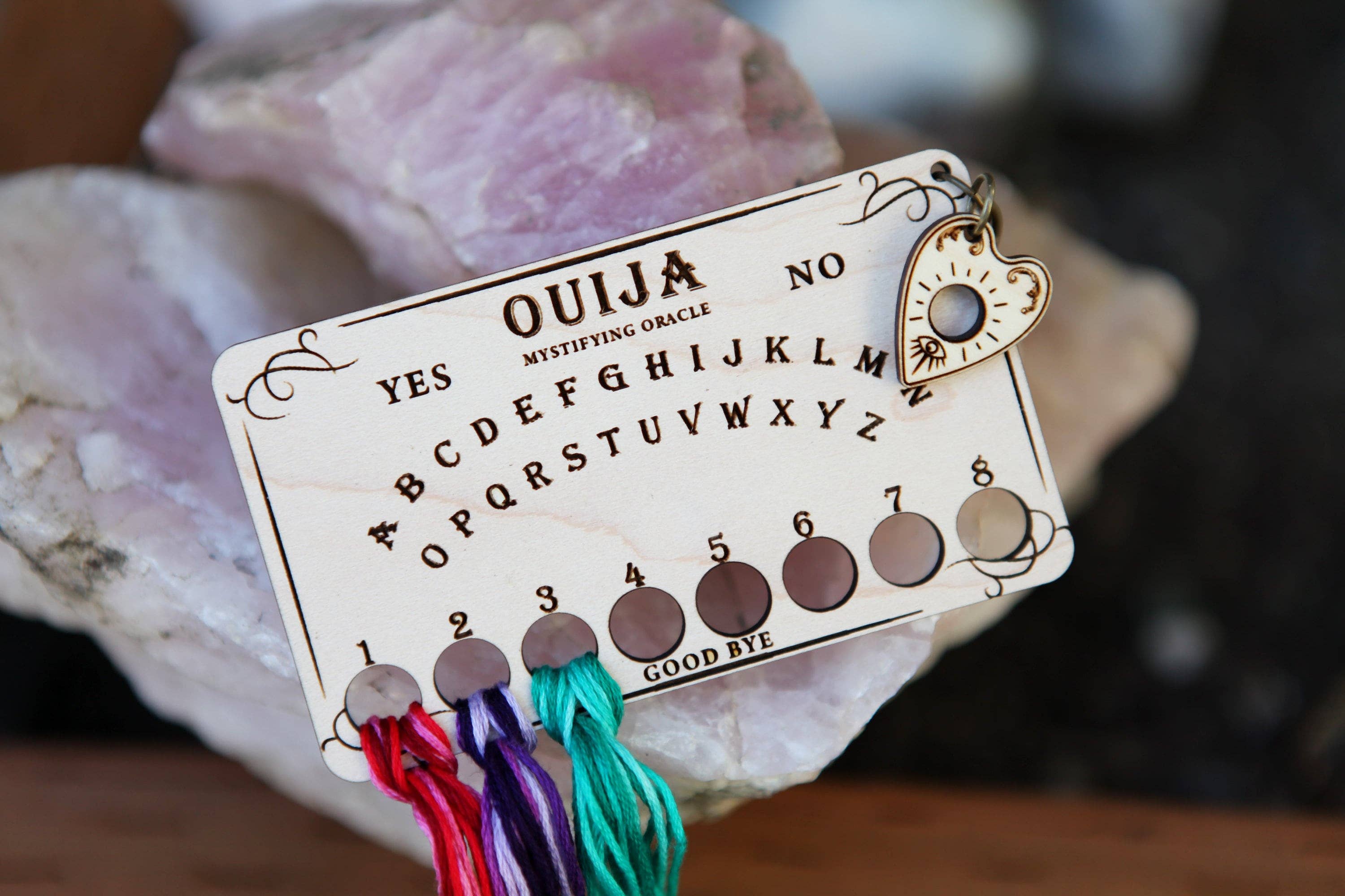 Ouija Board Maple Wood Embroidery Floss Storage Holder - Image 5