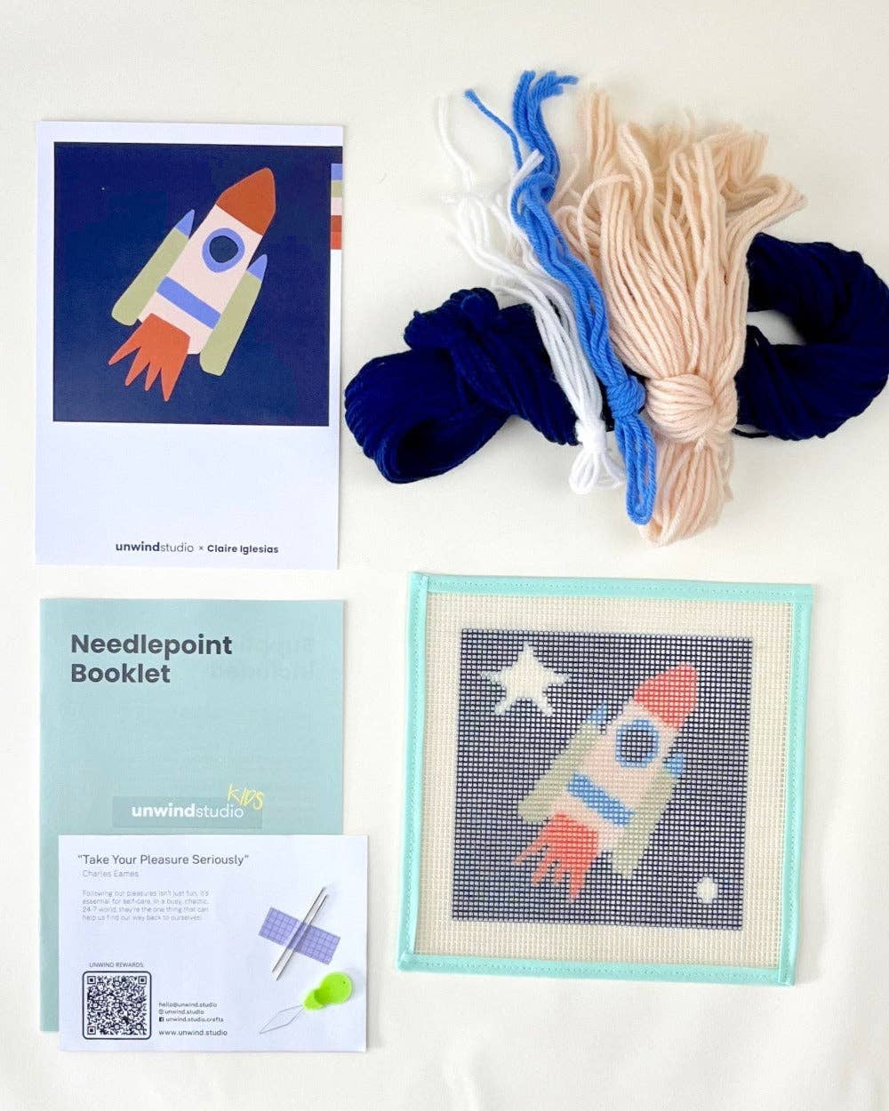 Rocket to the Stars Needlepoint Kit for Kids - Image 2
